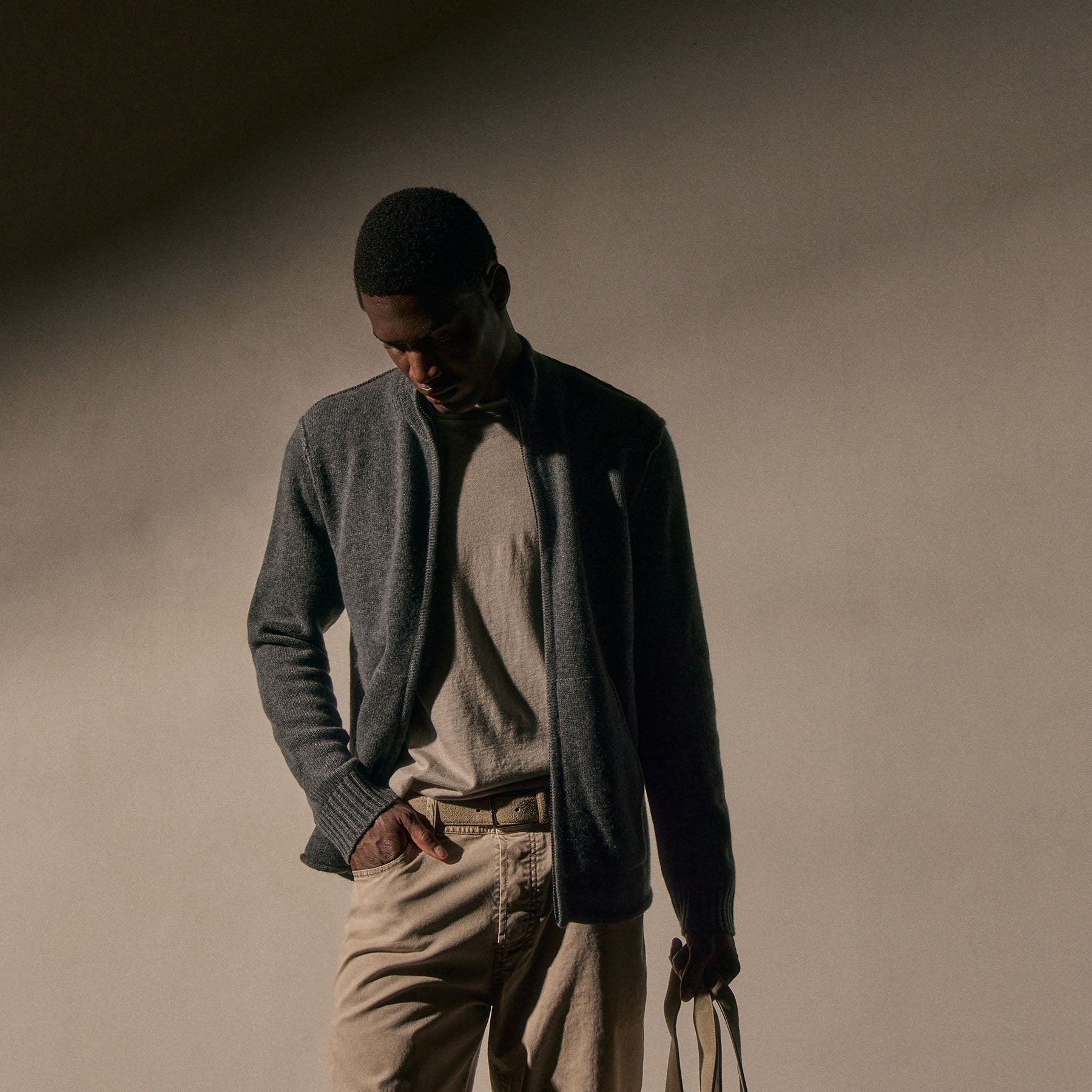 Recycled Cashmere Full Zip Sweater - Flannel