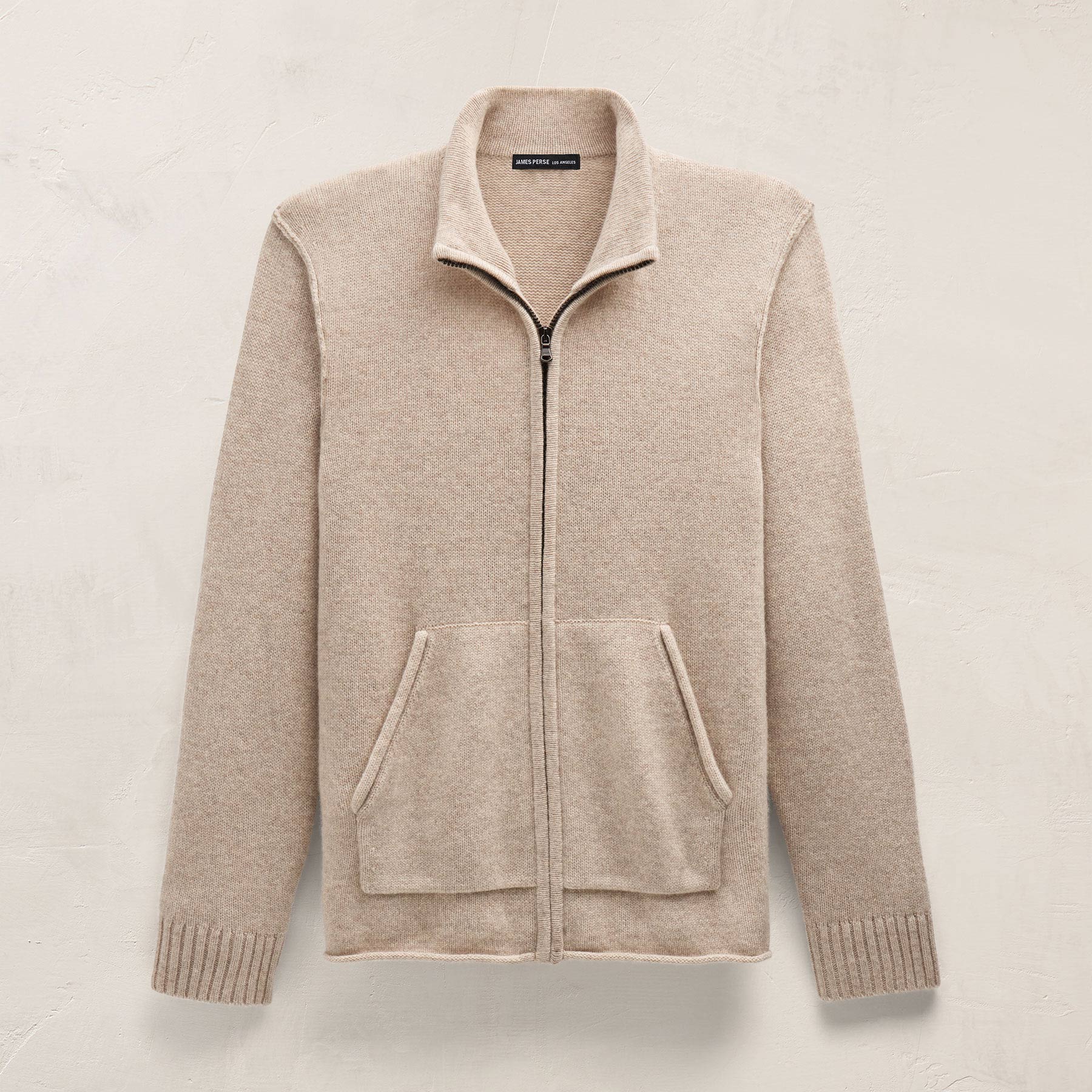 Recycled Cashmere Full Zip Sweater - Stone