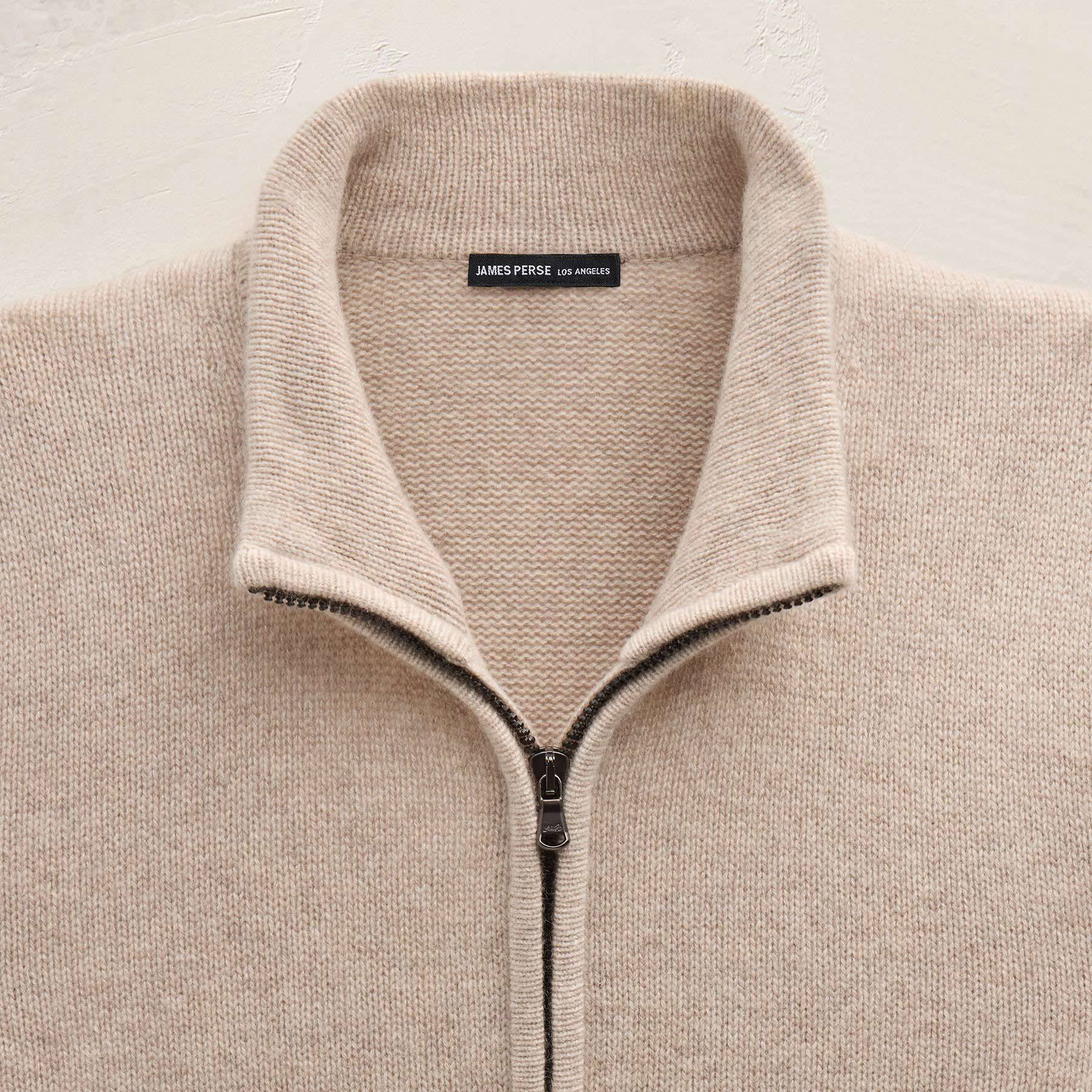 Recycled Cashmere Full Zip Sweater - Stone
