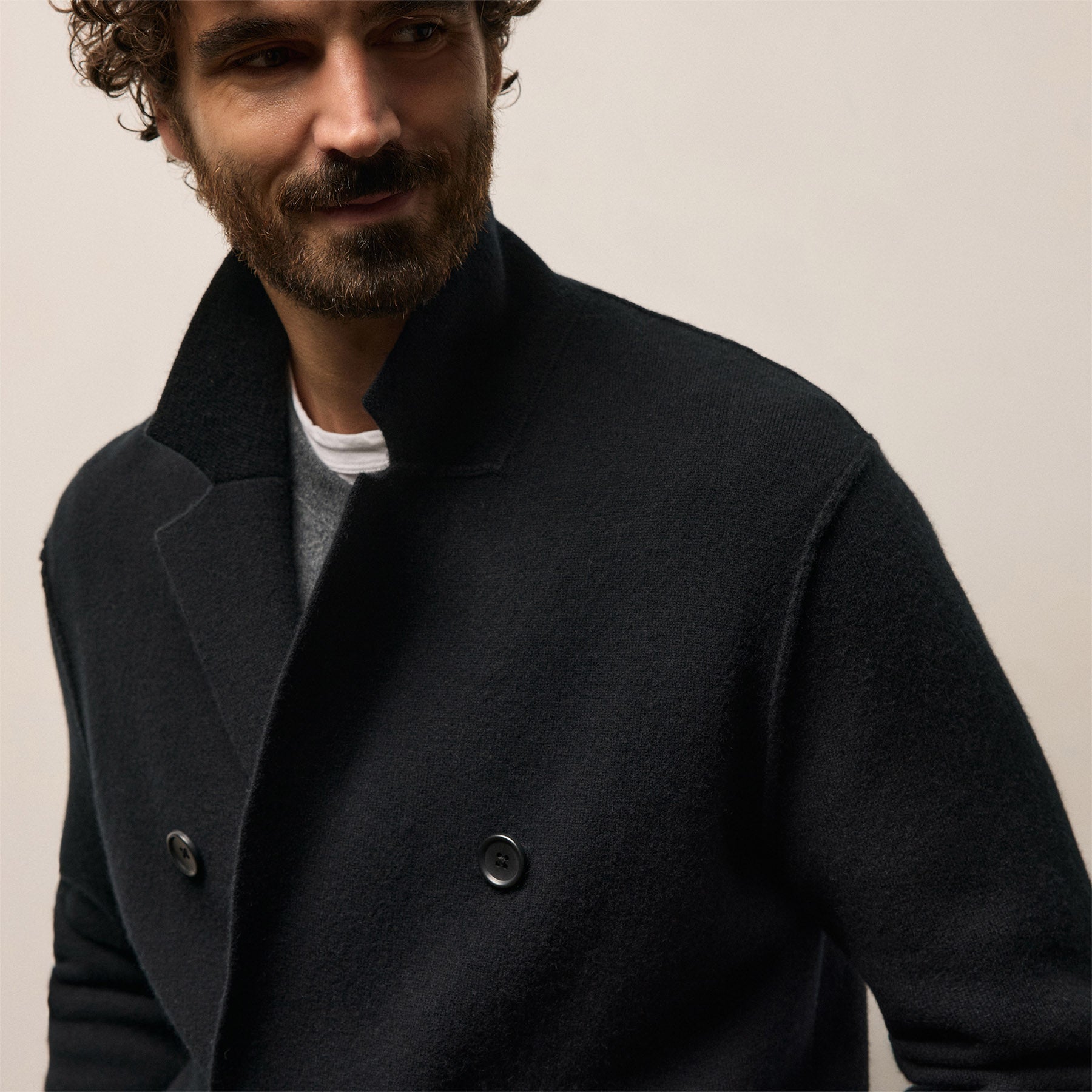 Double Breasted Cashmere Blazer - Black