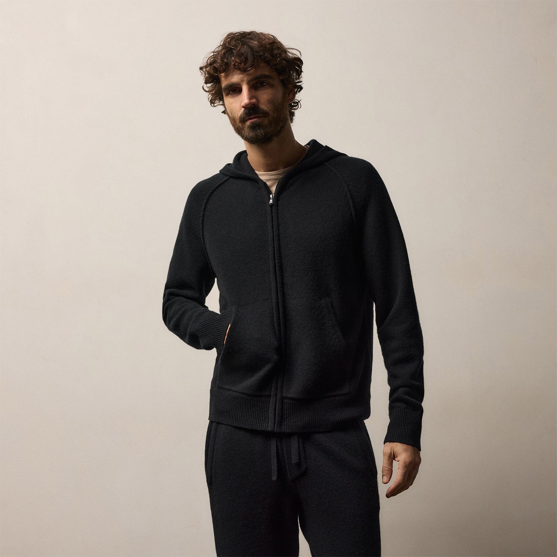 Recycled Cashmere Track Jacket - Black
