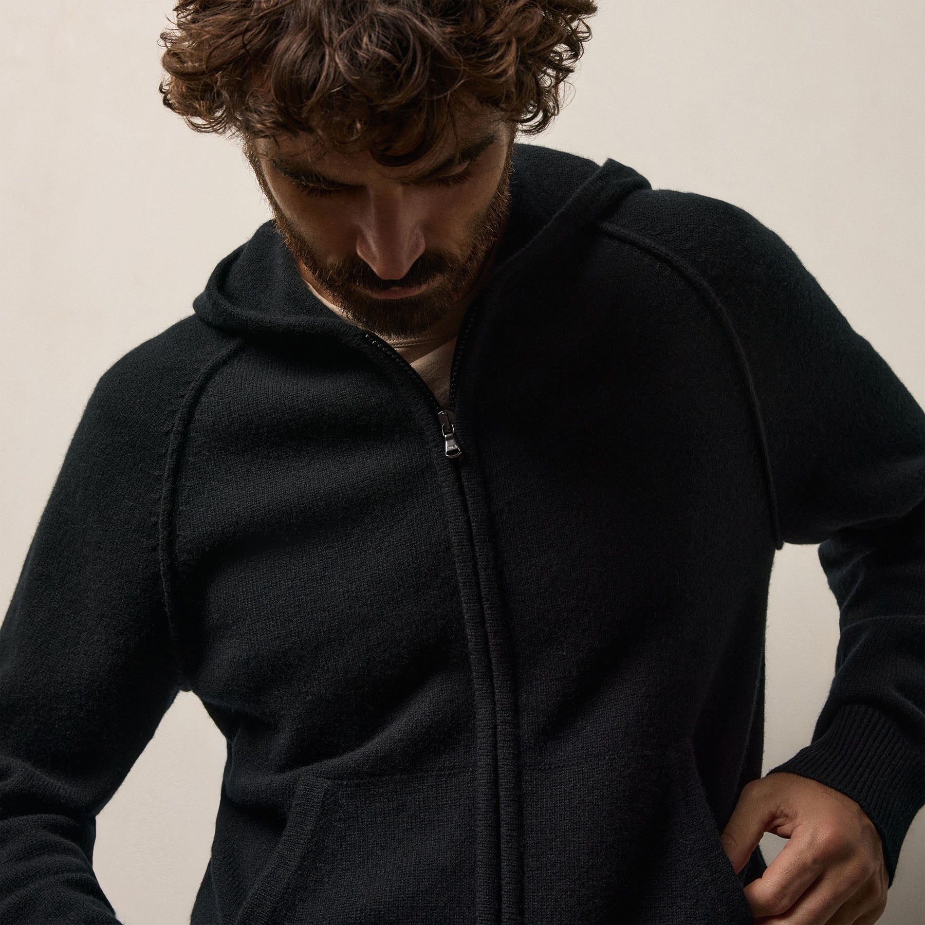 Recycled Cashmere Track Jacket - Black