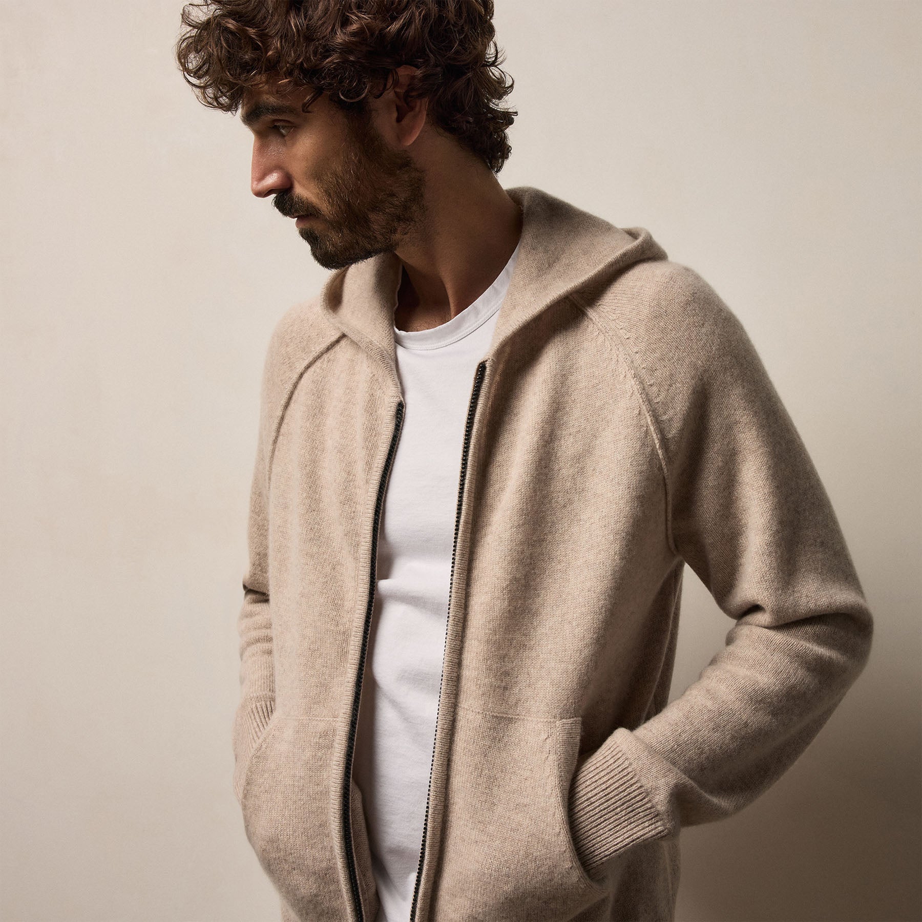 Recycled Cashmere Track Jacket - Stone