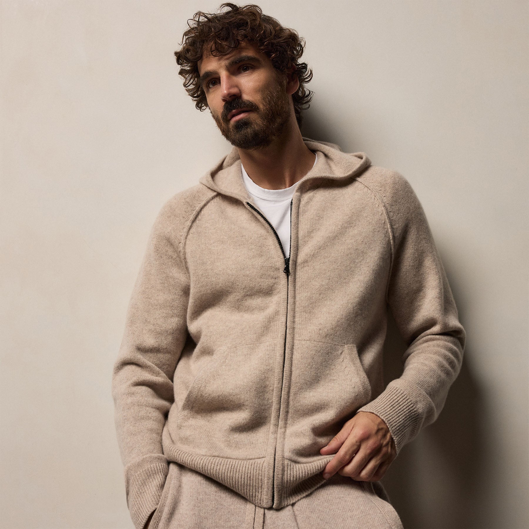 Recycled Cashmere Track Jacket - Stone