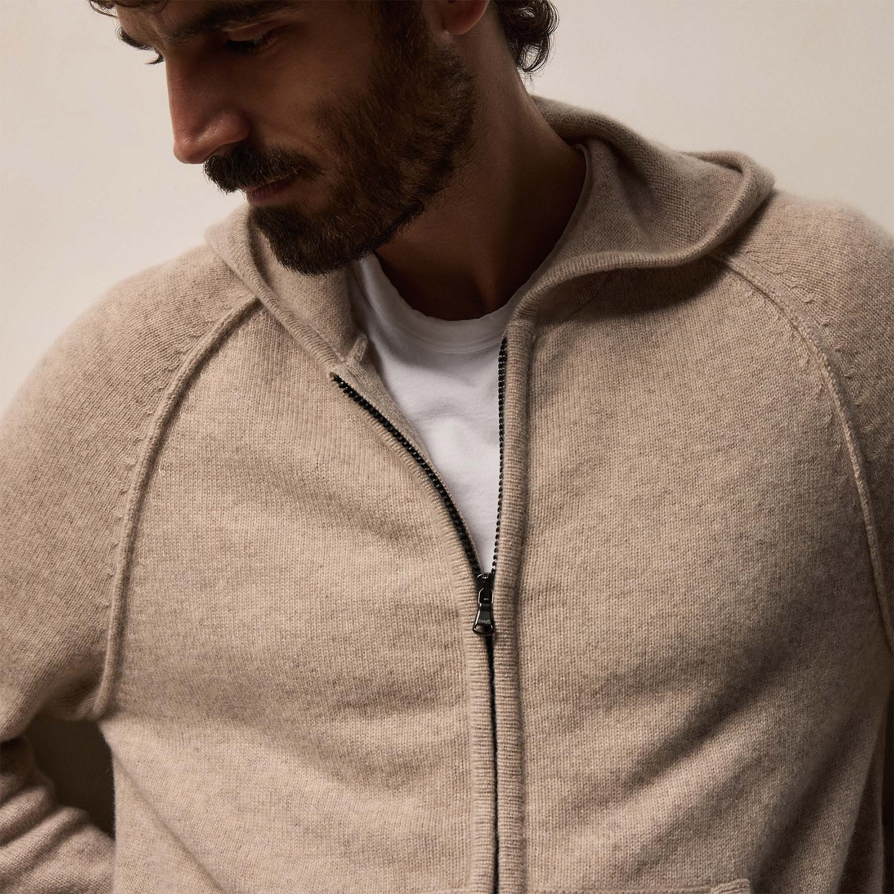Recycled Cashmere Track Jacket - Stone