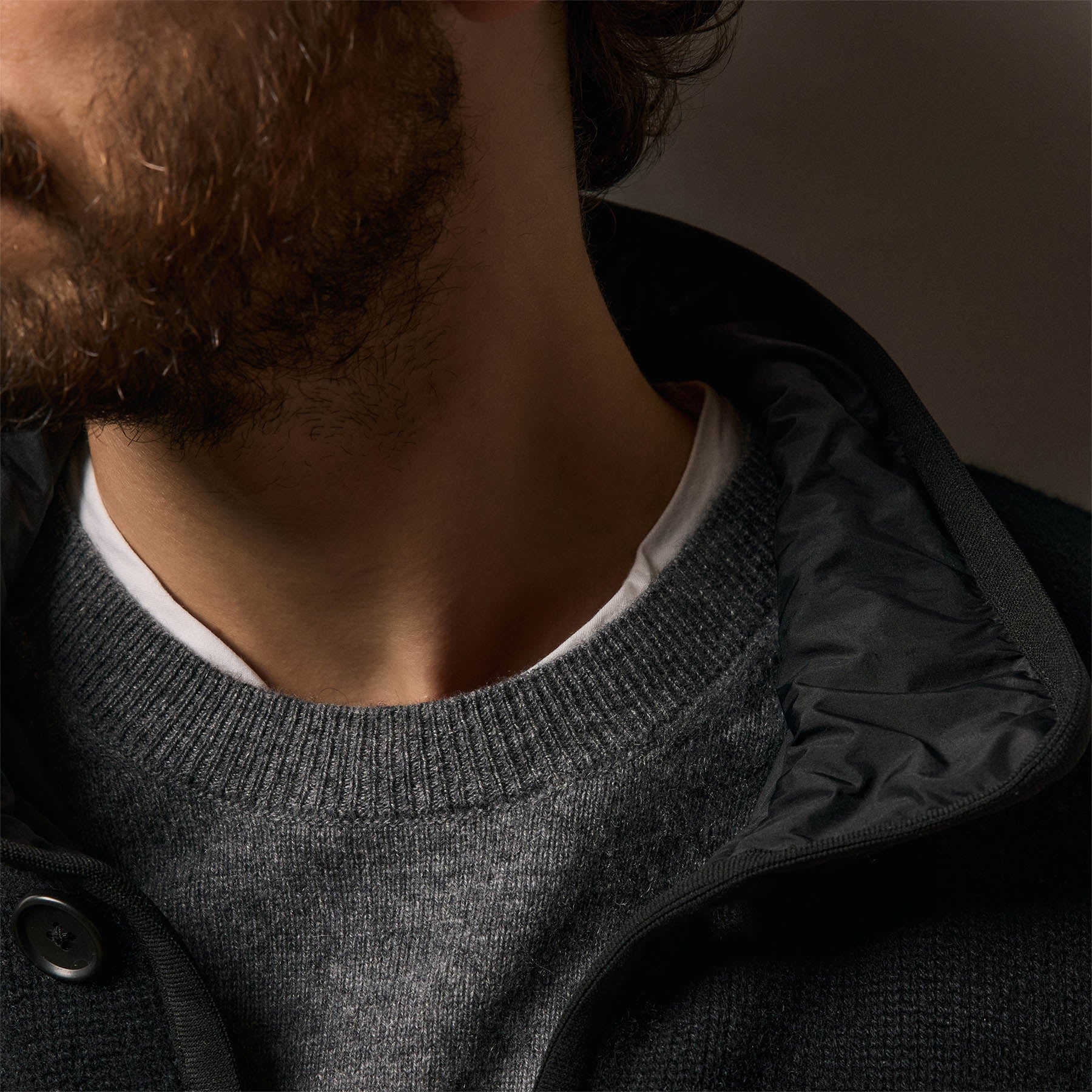 Recycled Cashmere Car Coat - Black/Black