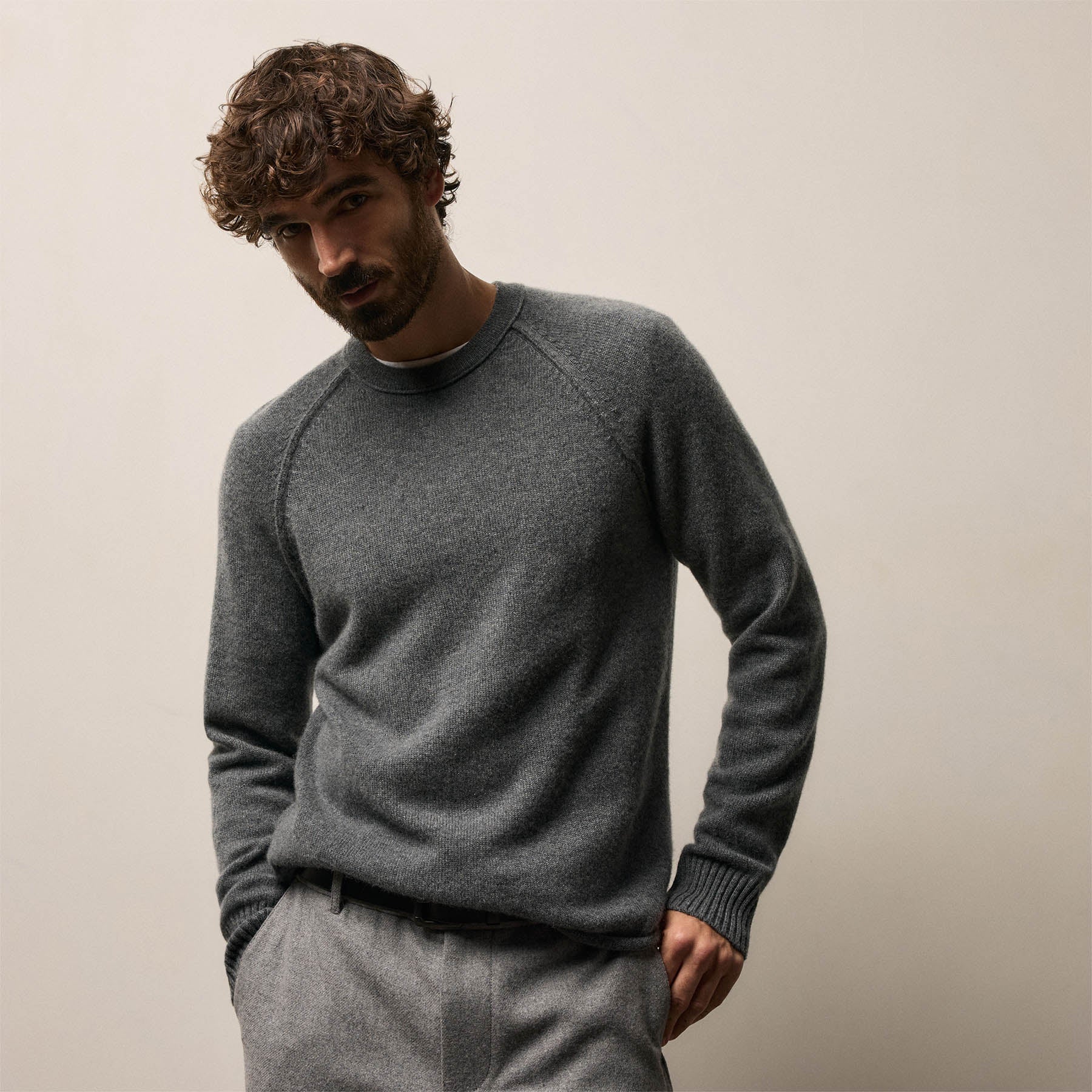 Recycled Cashmere Crew Sweater - Flannel
