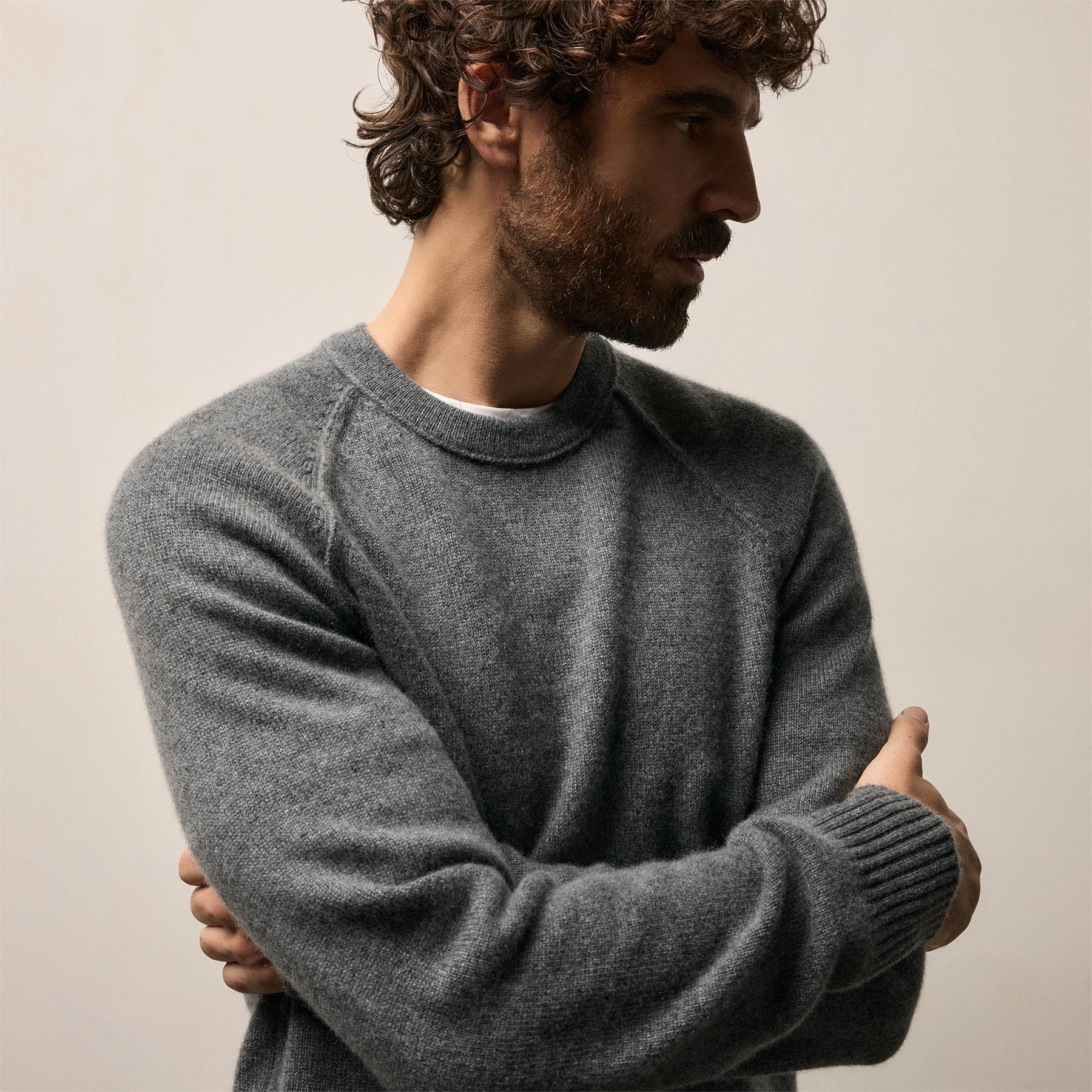 Recycled Cashmere Crew Sweater - Flannel
