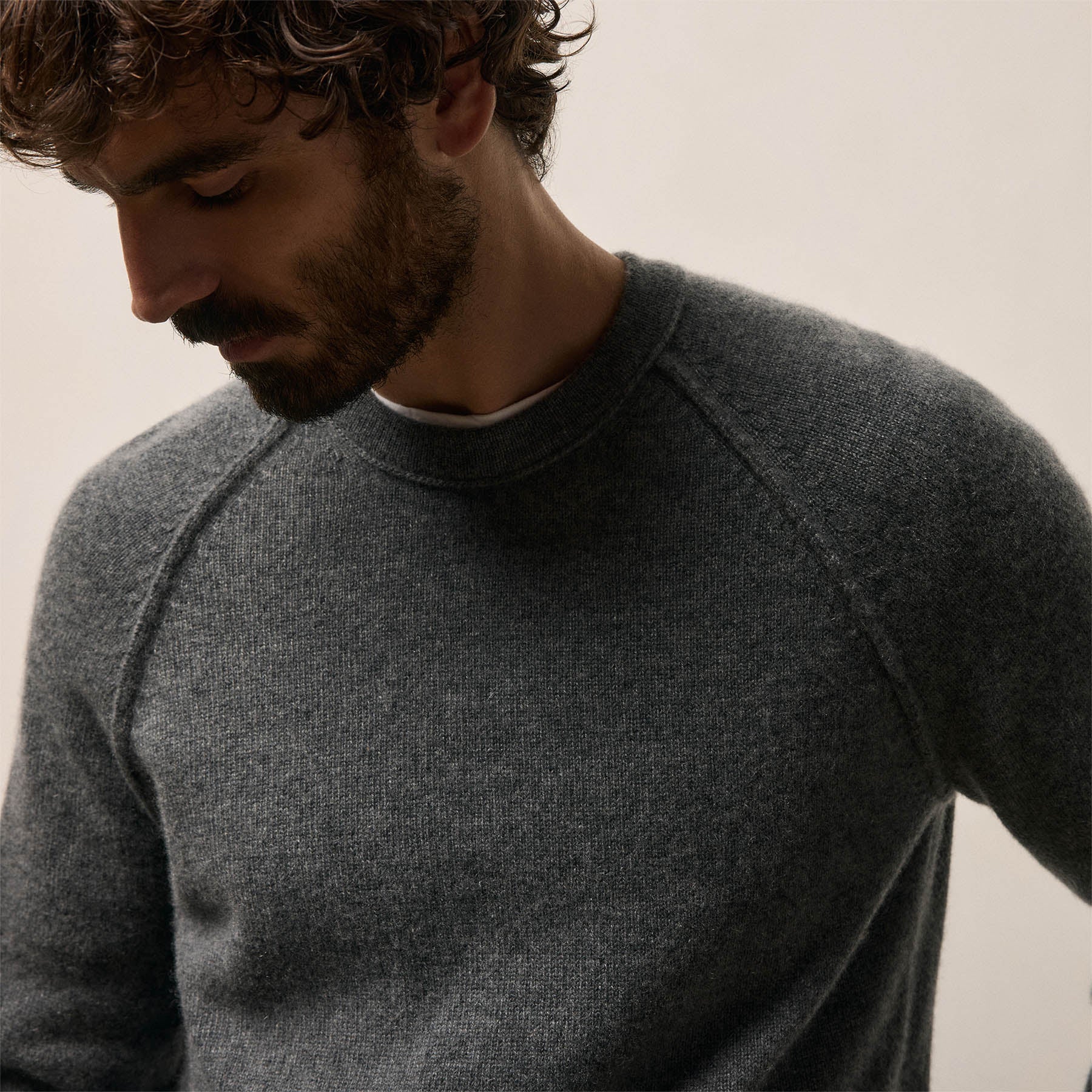 Recycled Cashmere Crew Sweater - Flannel