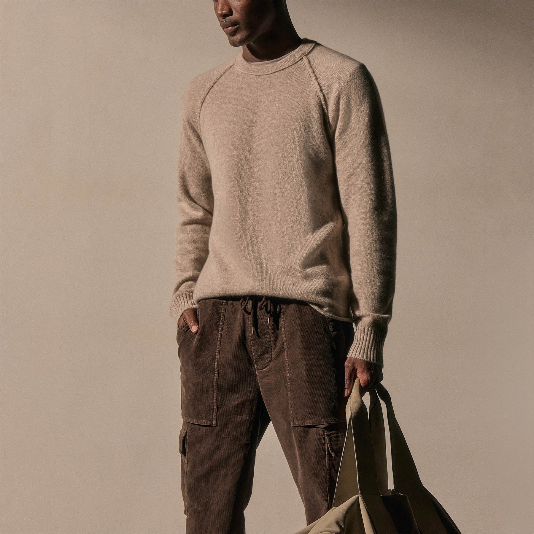 Recycled Cashmere Crew Sweater - Stone