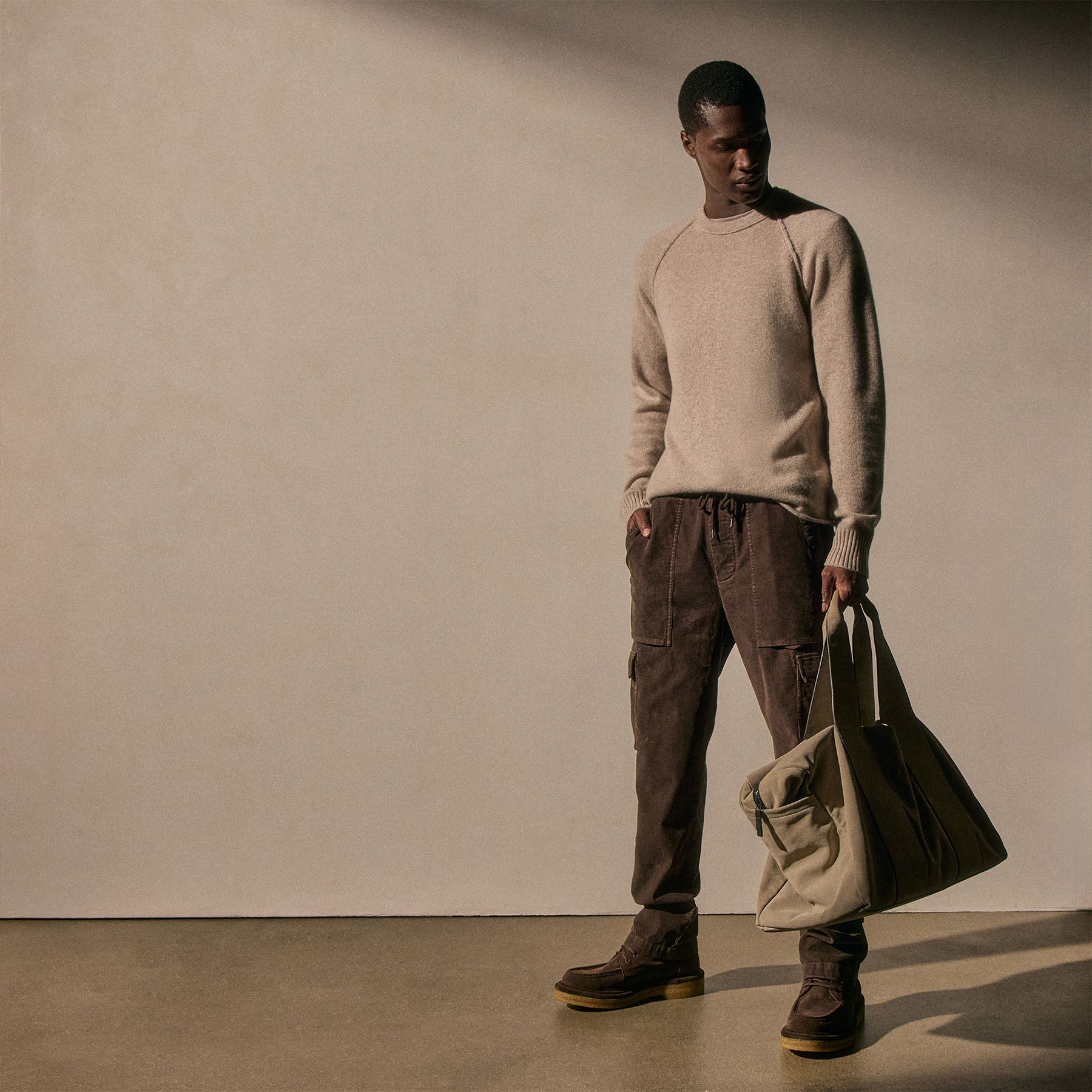 Recycled Cashmere Crew Sweater - Stone