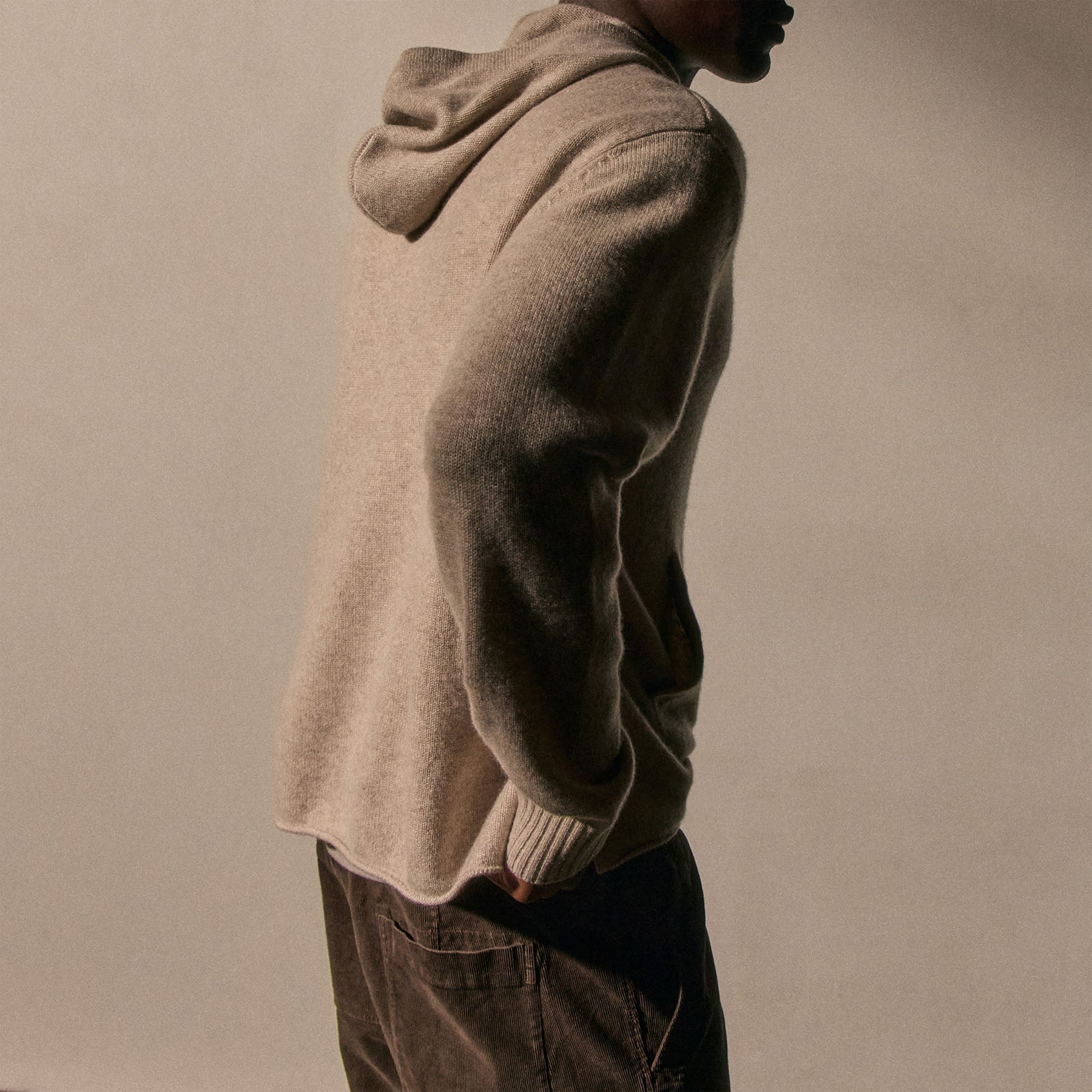 Recycled Cashmere Hooded Pullover - Stone
