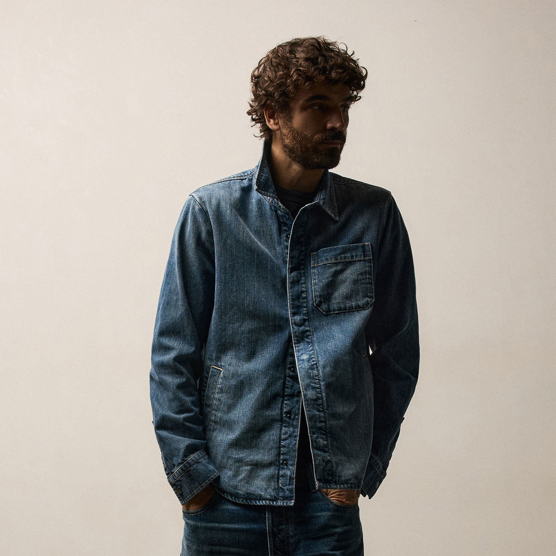 Denim Shirt Jacket - Medium Wash