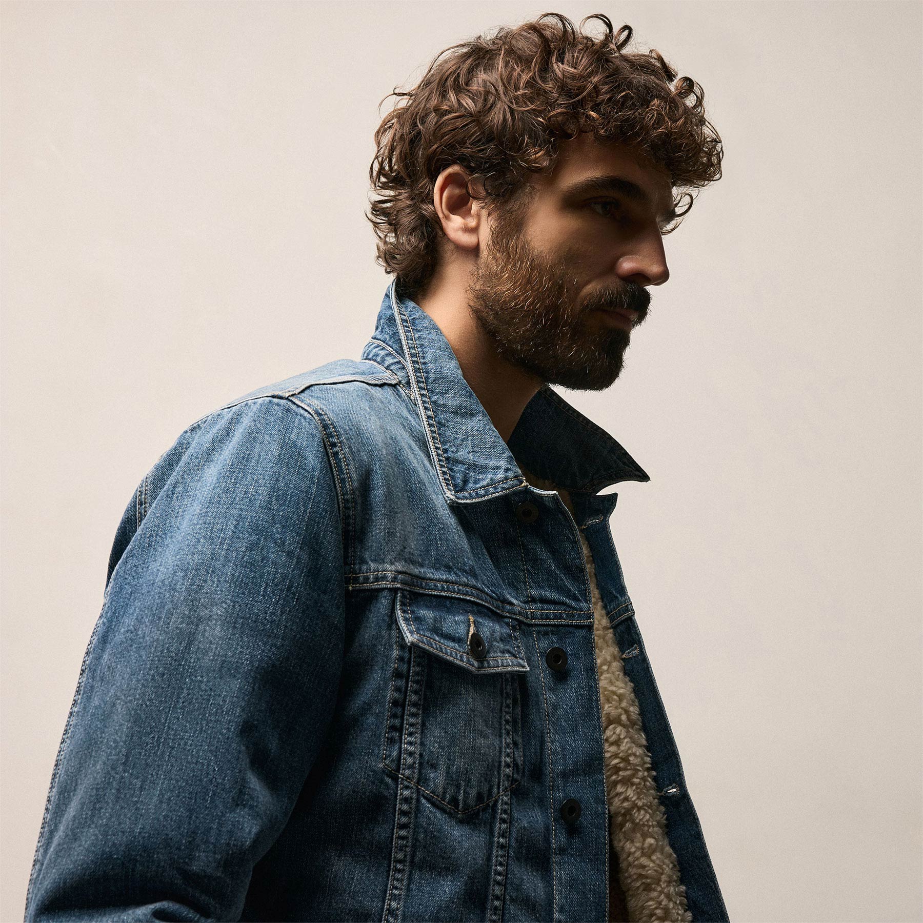 Lined Denim Trucker Jacket - Medium Wash
