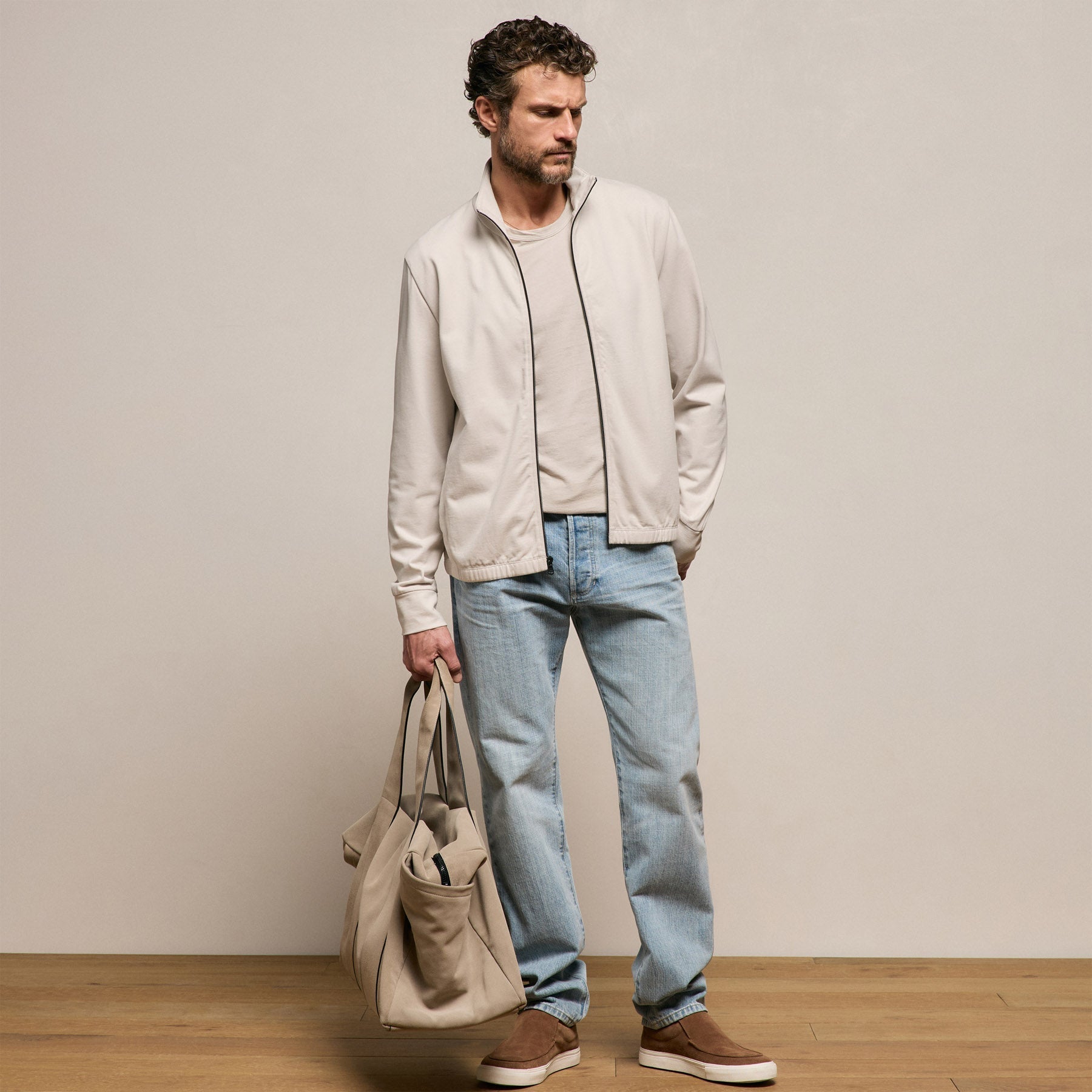 Organic Sueded Jersey Jacket - Pearl