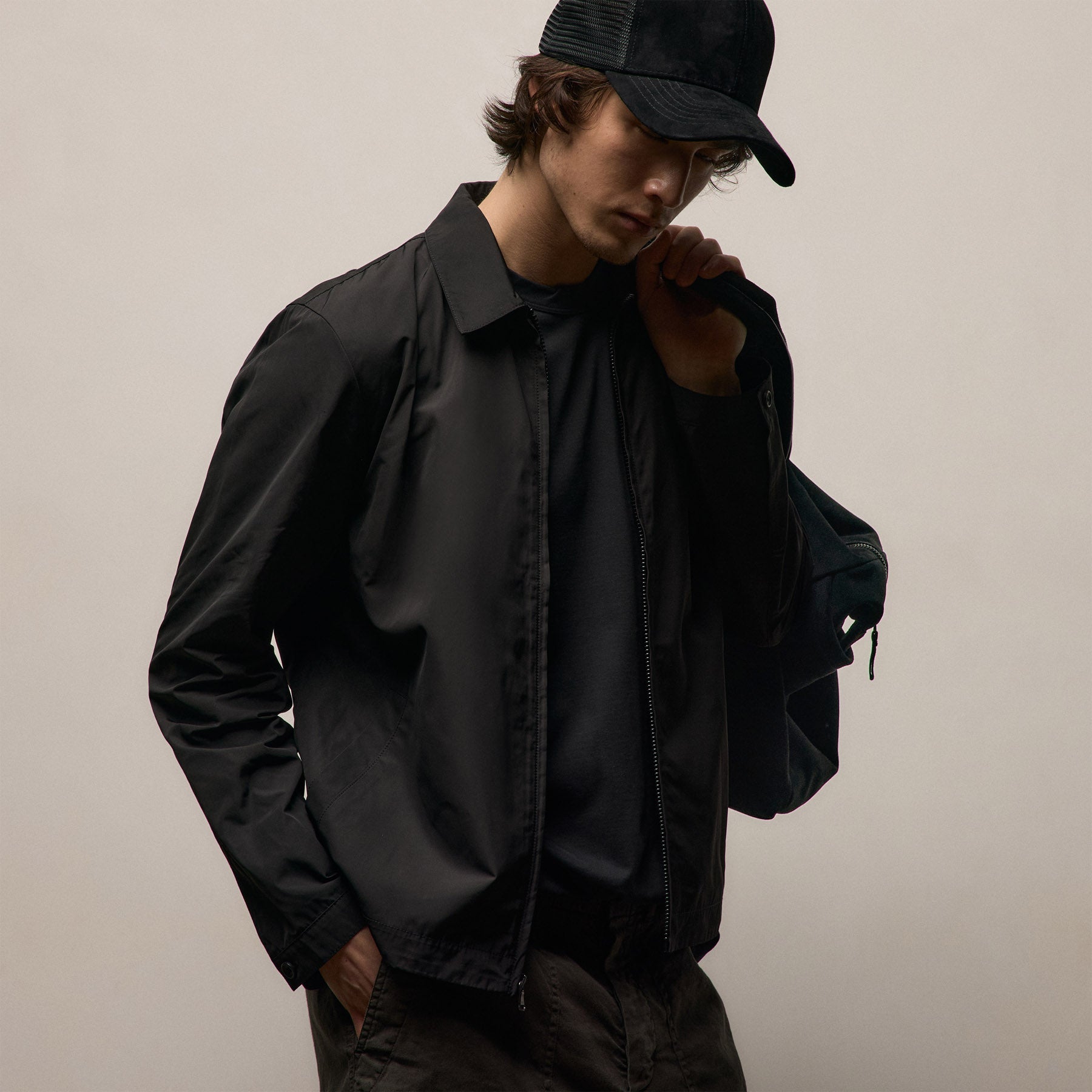Recycled Twill Coach Jacket - Black