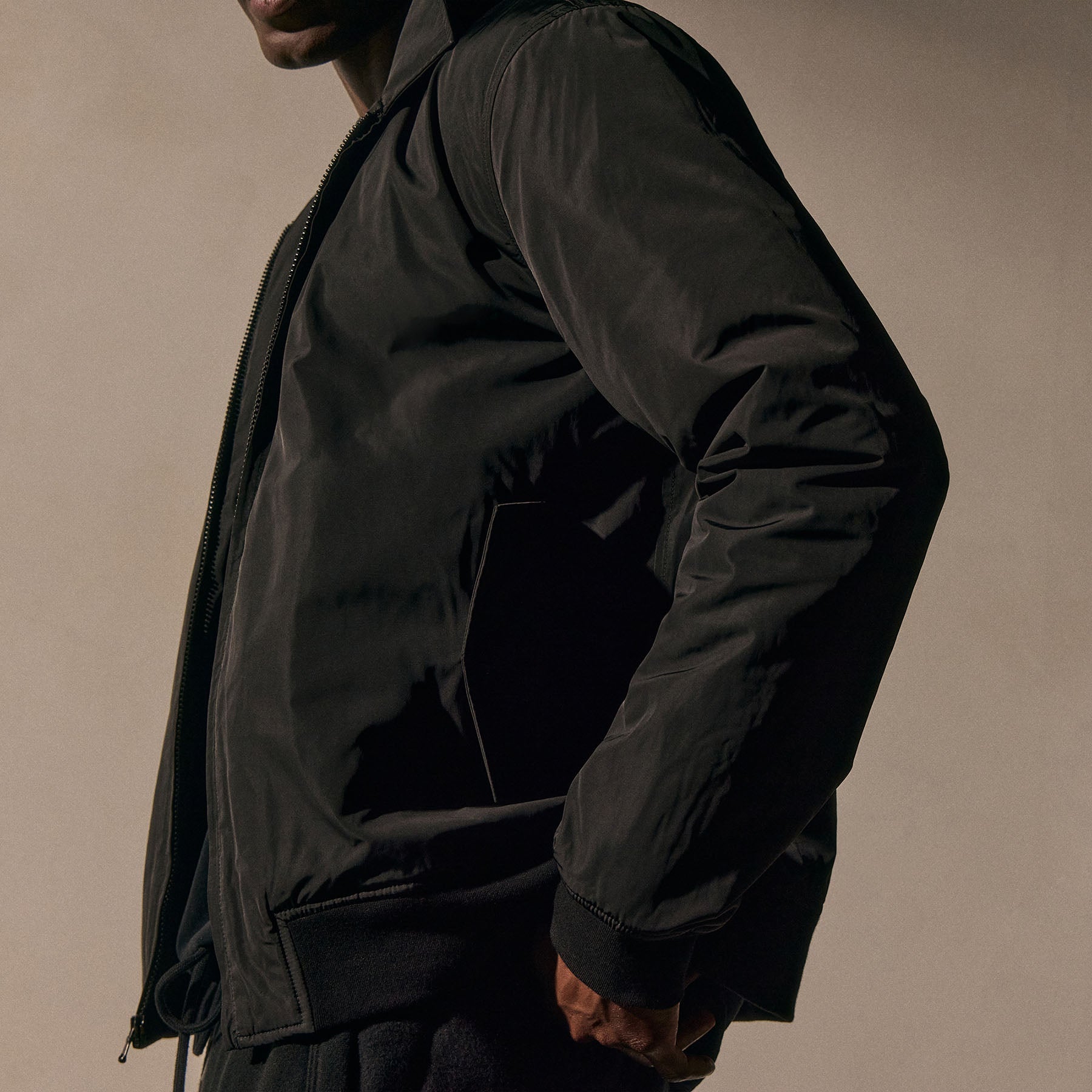 Recycled Twill Bomber Jacket - Black