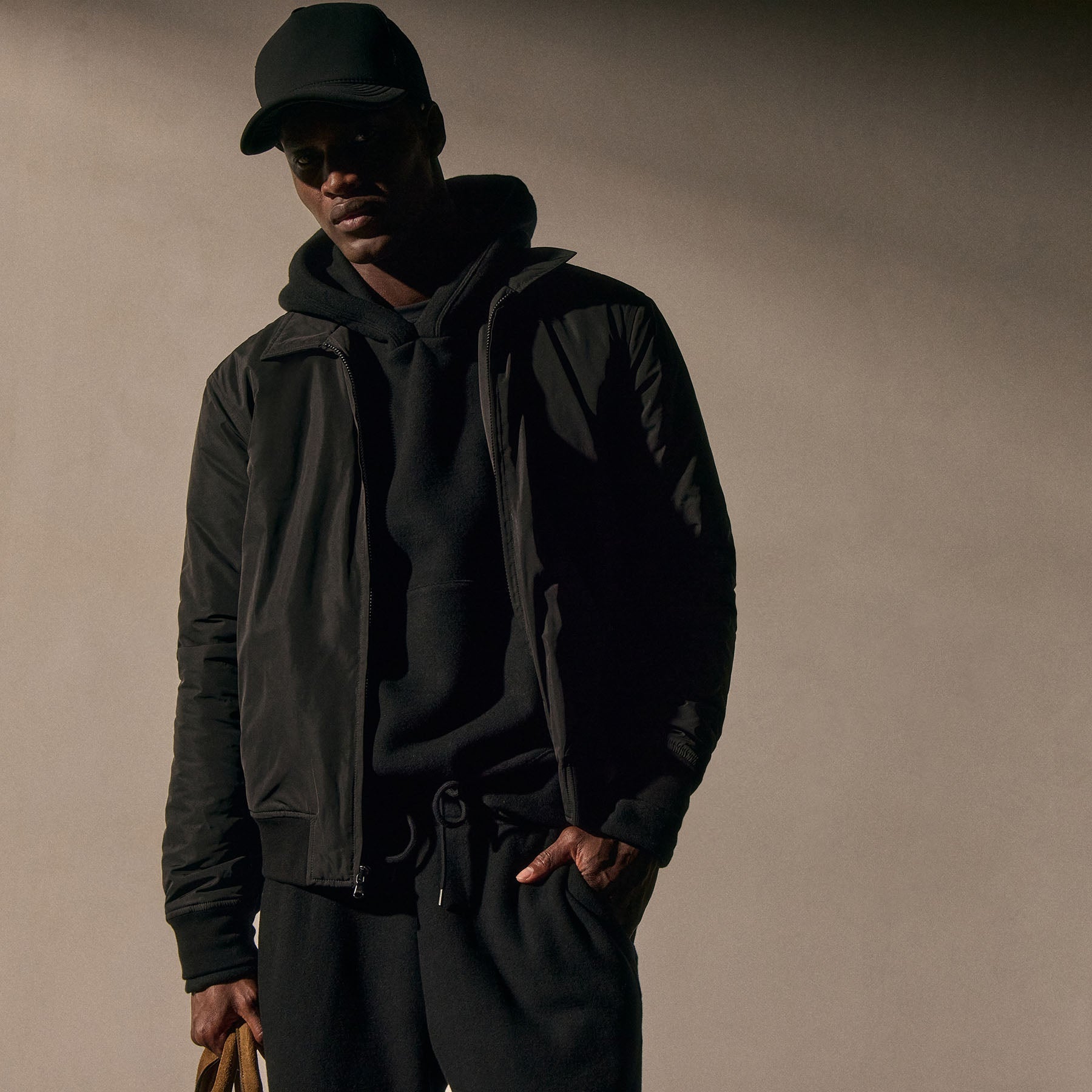 Recycled Twill Bomber Jacket - Black