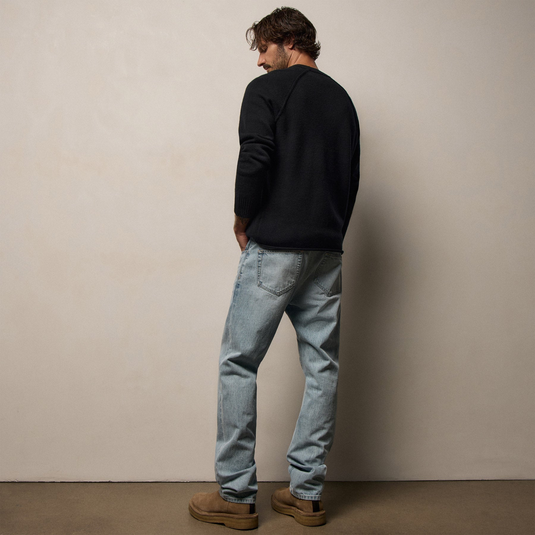 Recycled Cashmere Crew Sweater - Black