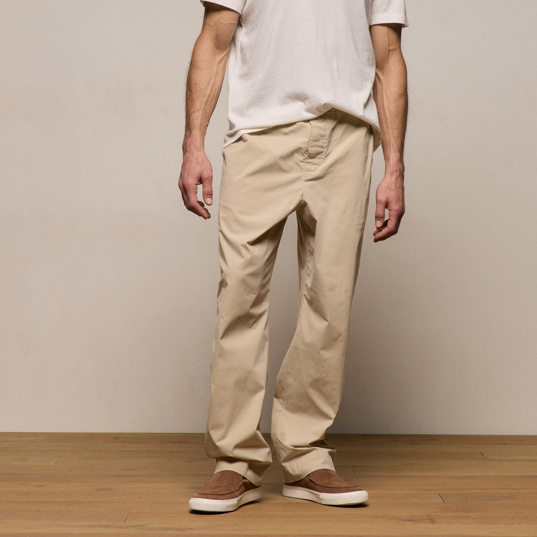 Stretch Poplin Drawstring Pant - Light Khaki