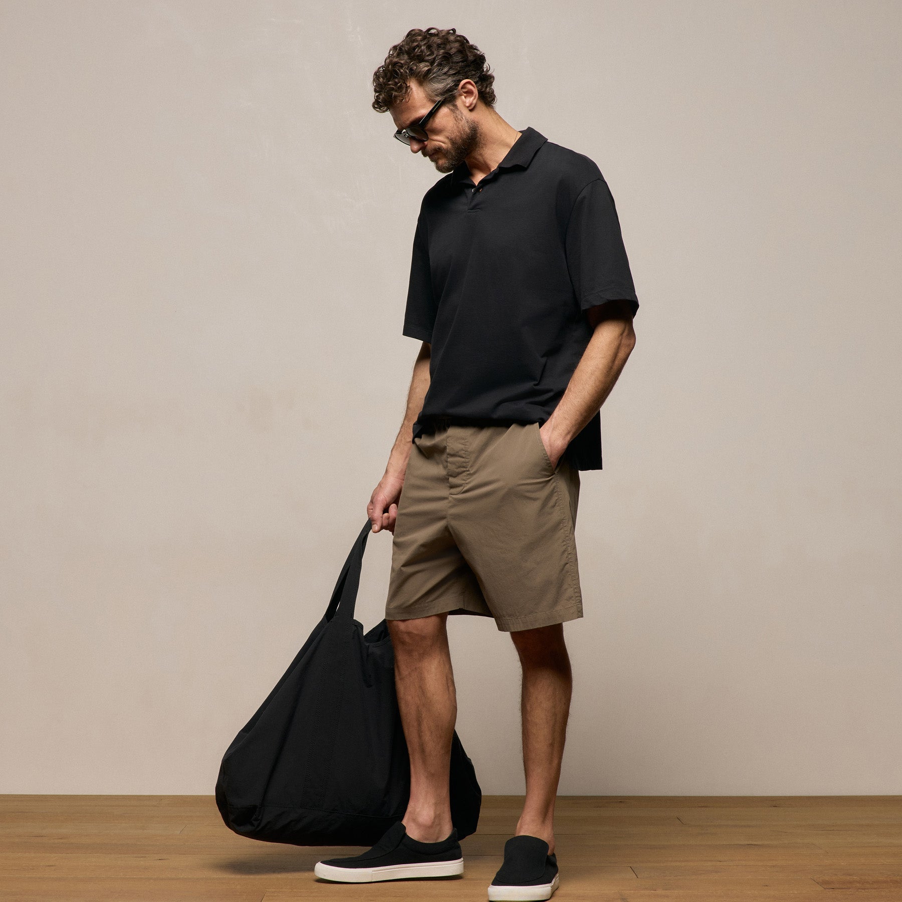 Stretch Poplin Drawstring Short - Light Olive
