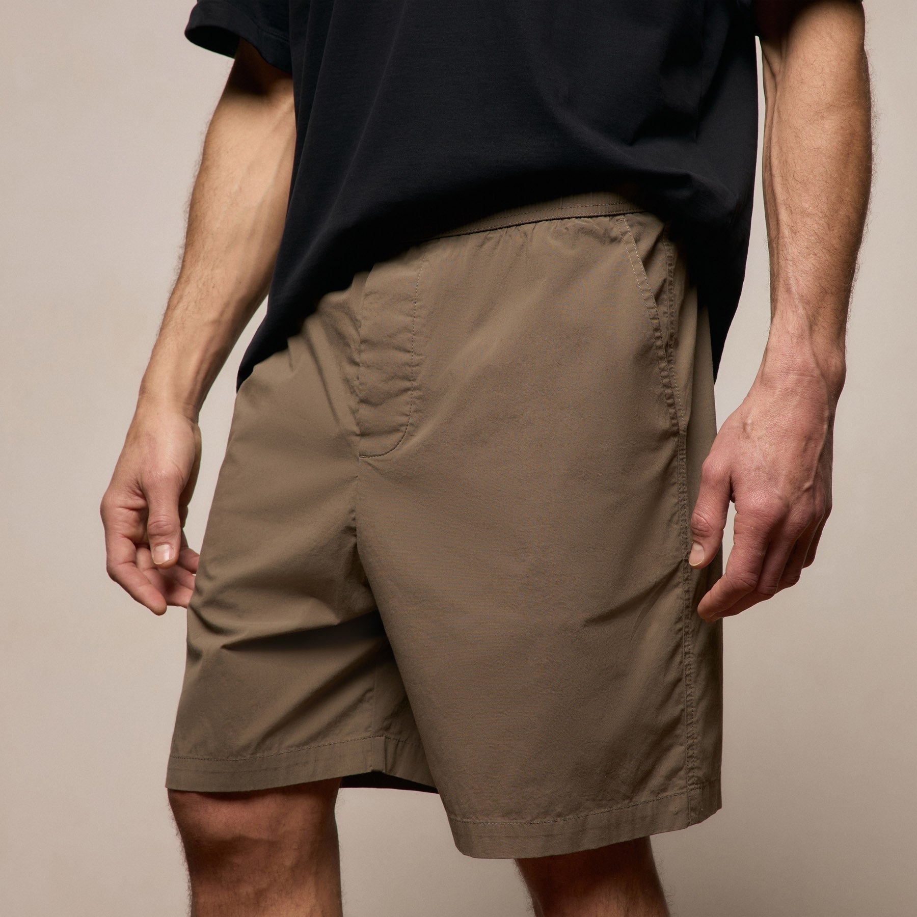 Stretch Poplin Drawstring Short - Light Olive