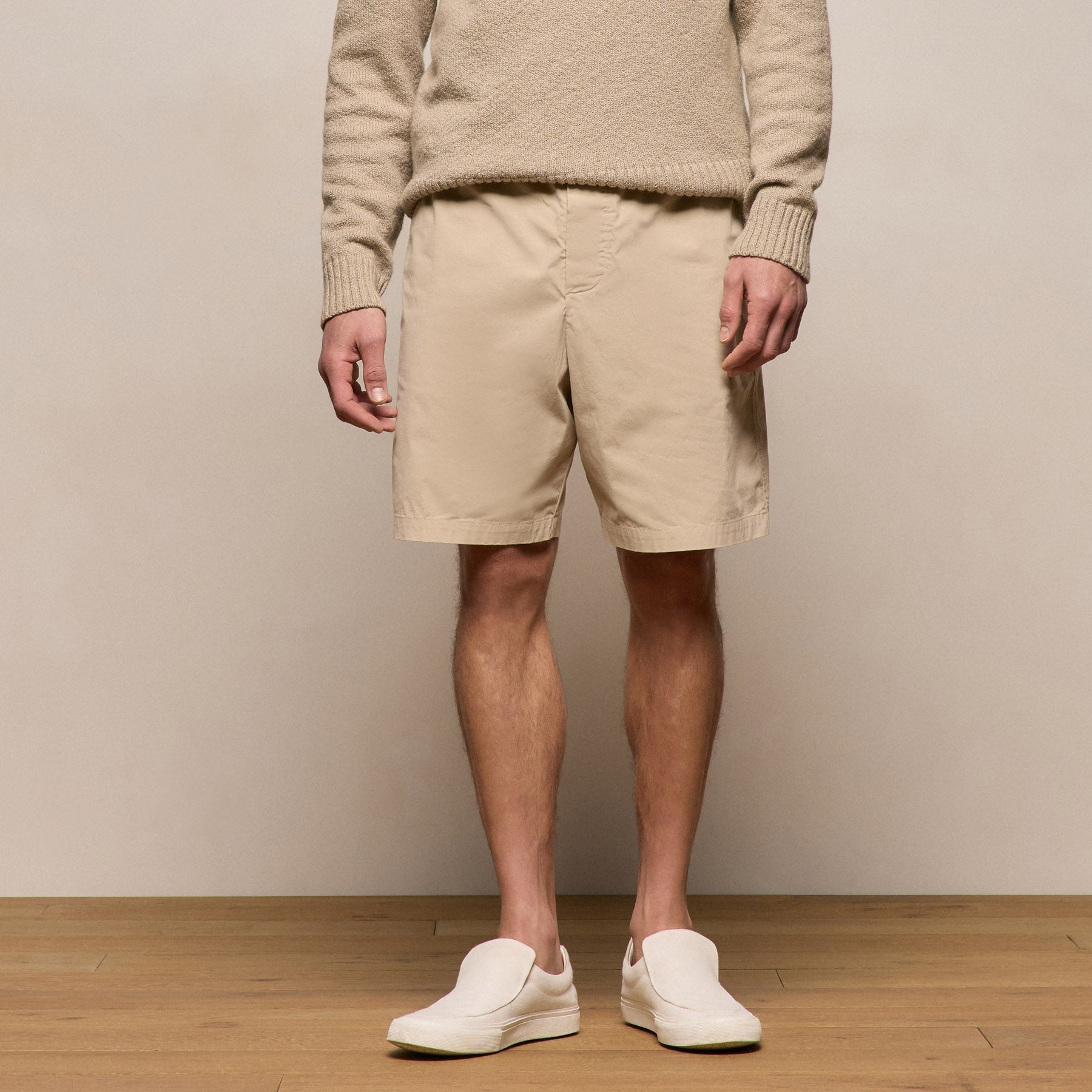 Stretch Poplin Drawstring Short - Light Khaki