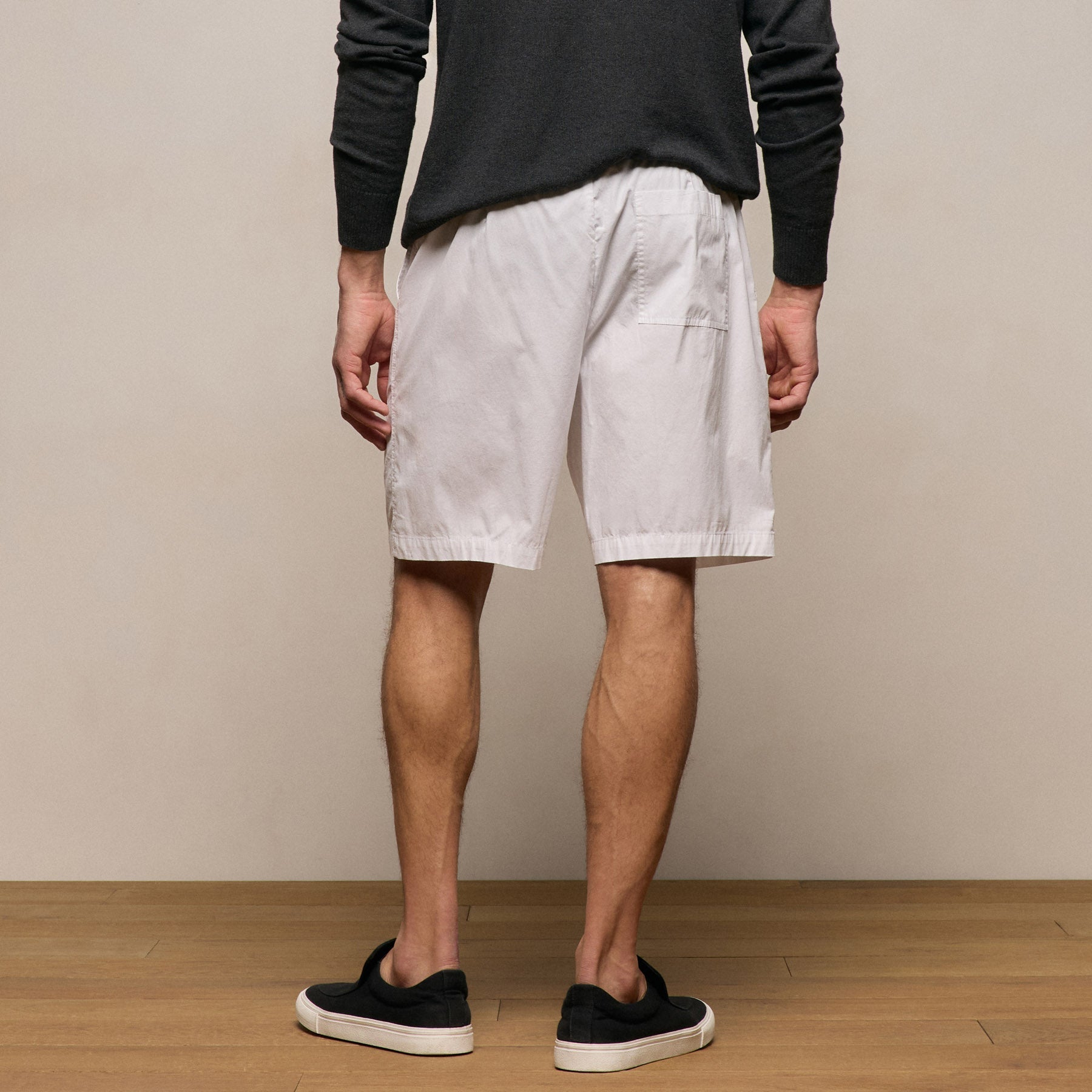 Stretch Poplin Drawstring Short - White
