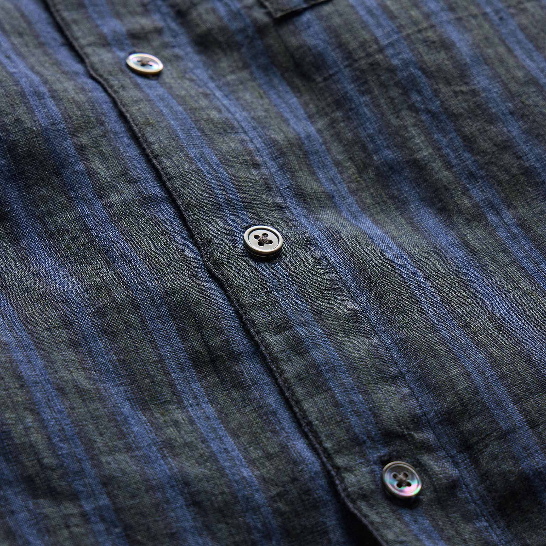 Washed Stripe Linen Shirt - Blue Stripe