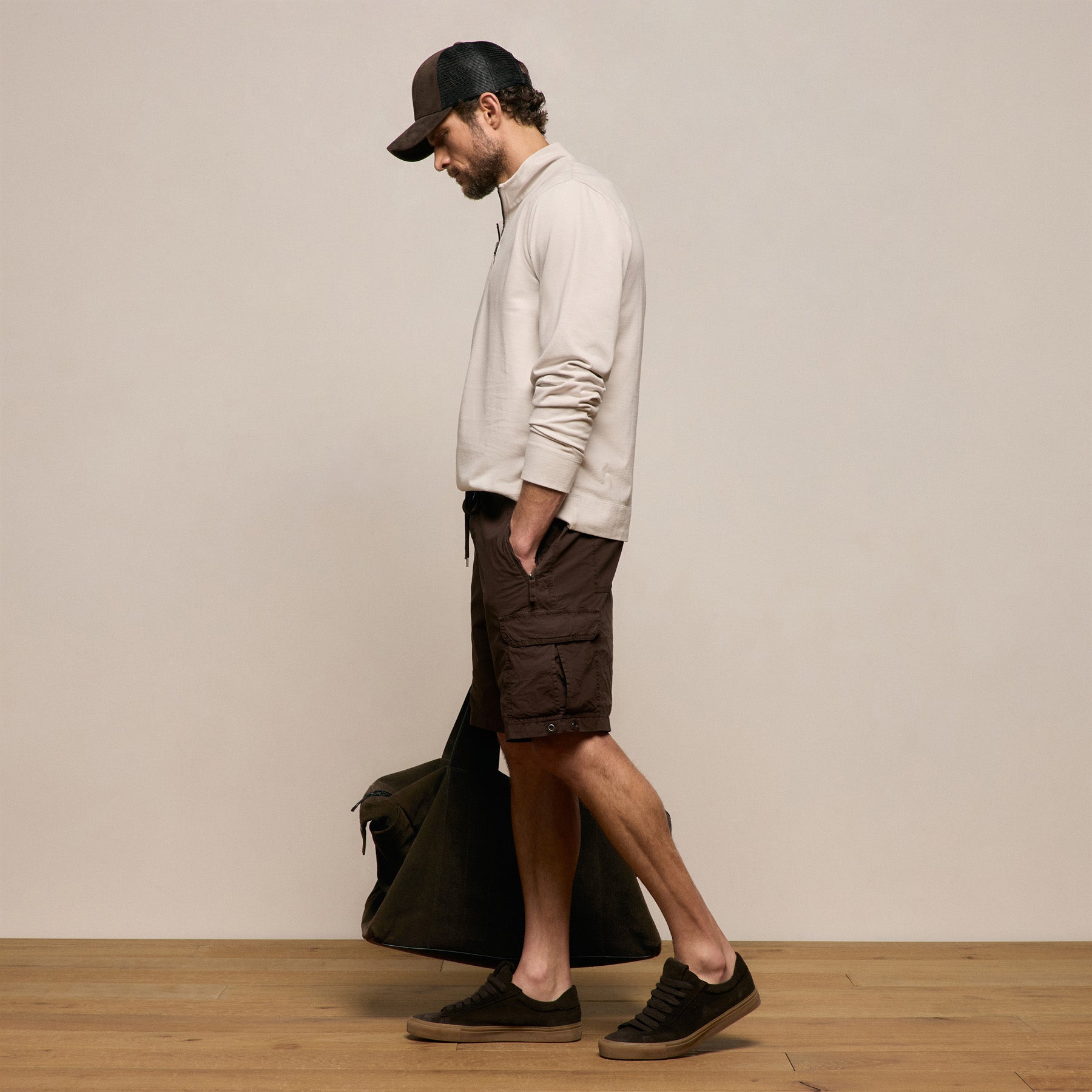 Parachute Poplin Cargo Short - Bark Pigment