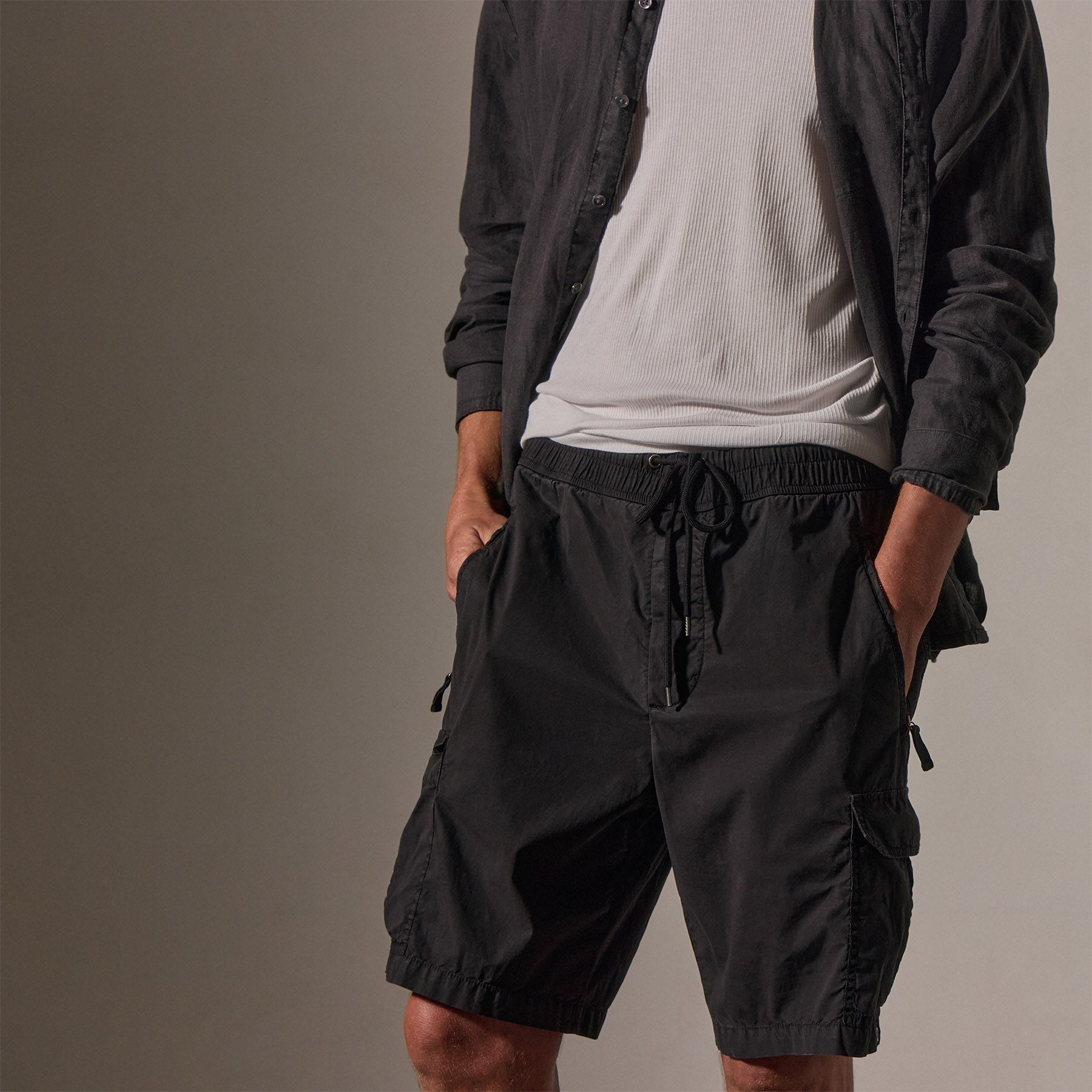 Parachute Poplin Cargo Short - Black