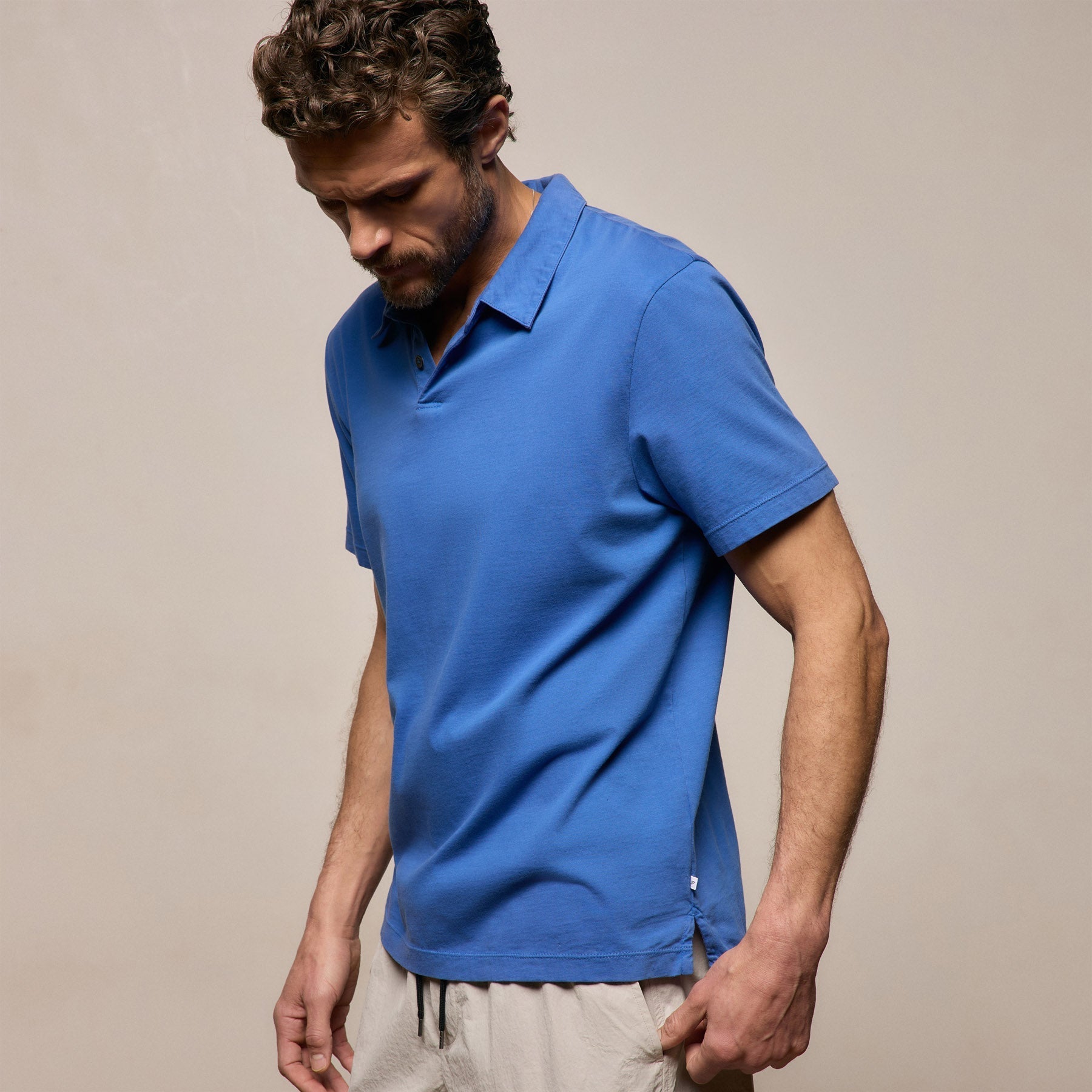Sueded Jersey Polo - Baltic Blue