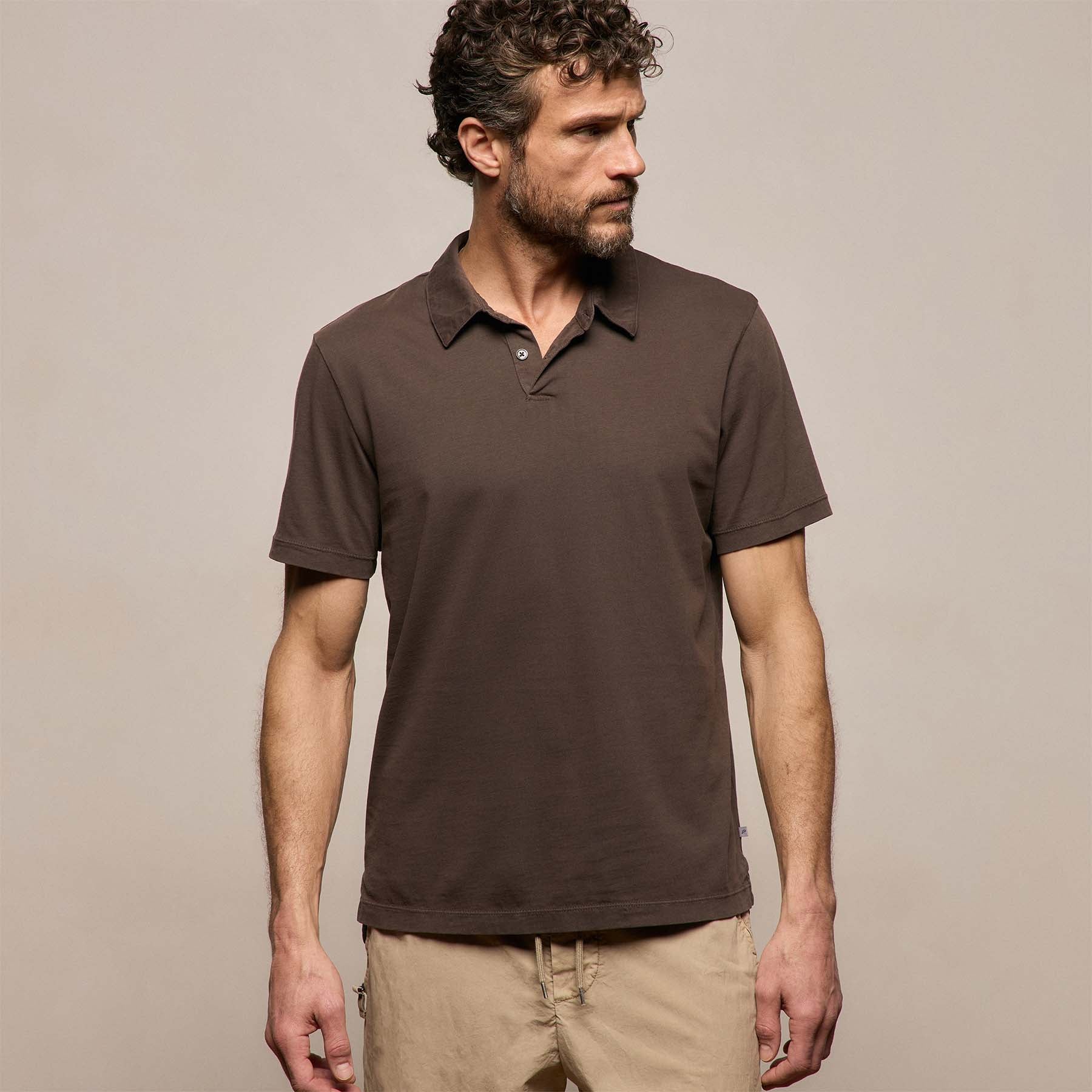 Sueded Jersey Polo - Bark Pigment