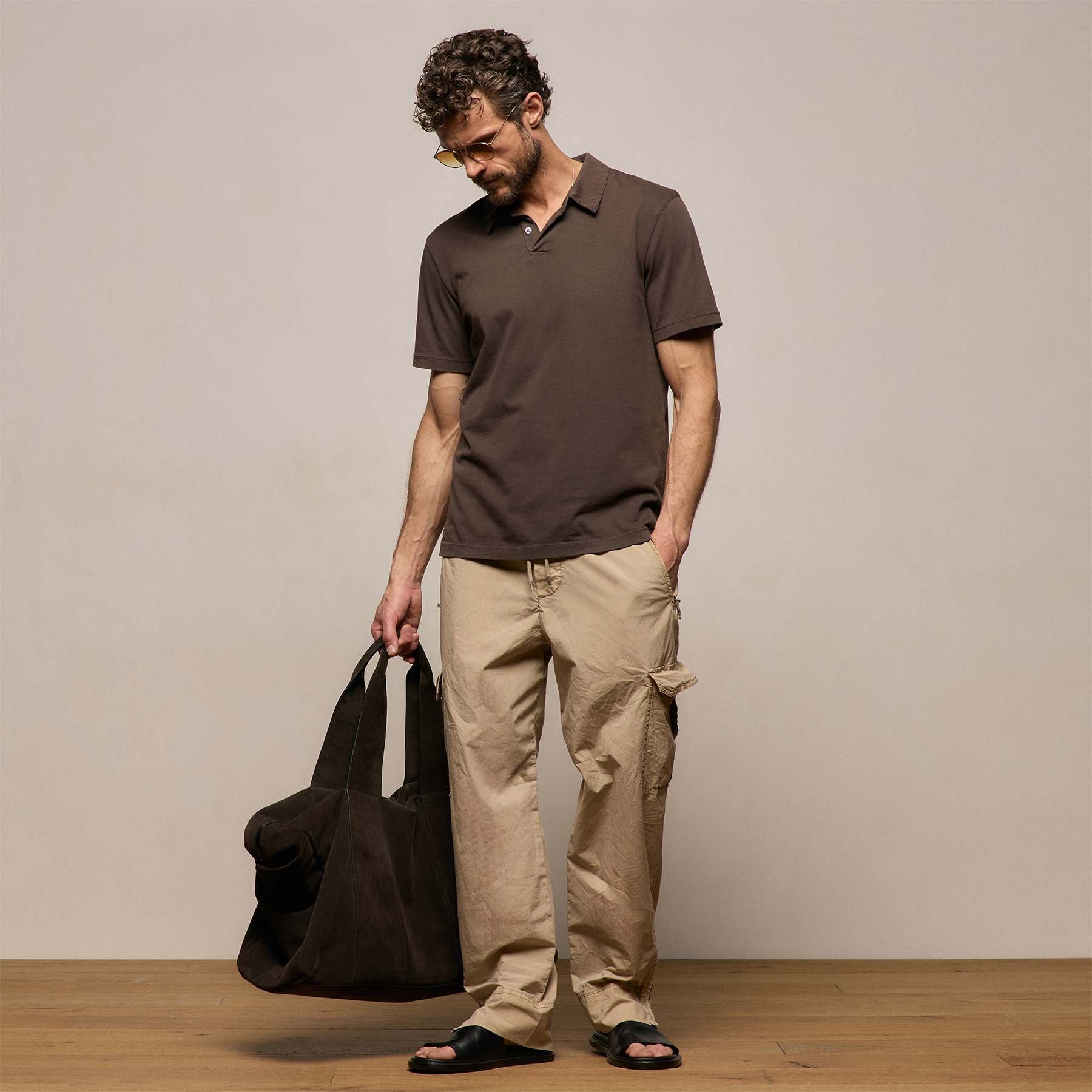 Sueded Jersey Polo - Bark Pigment