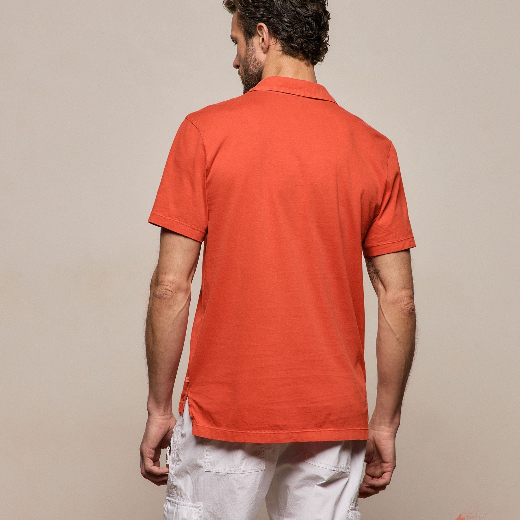 Sueded Jersey Polo - Blood Orange Pigment