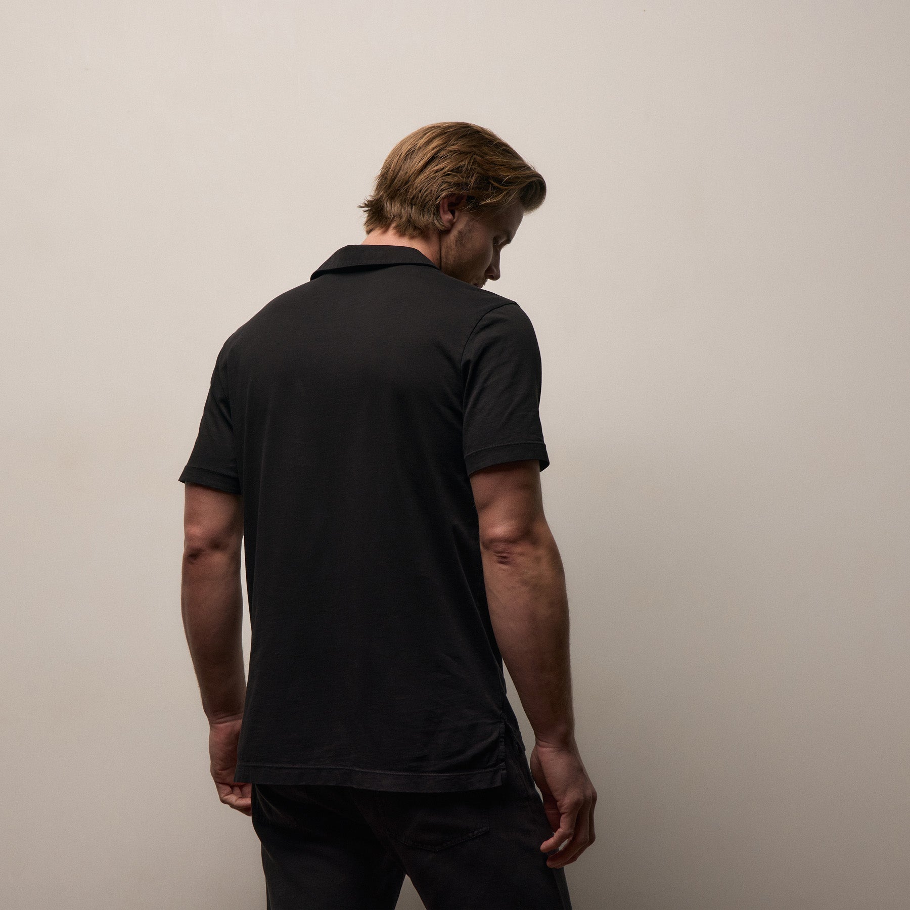 Sueded Jersey Polo - Black