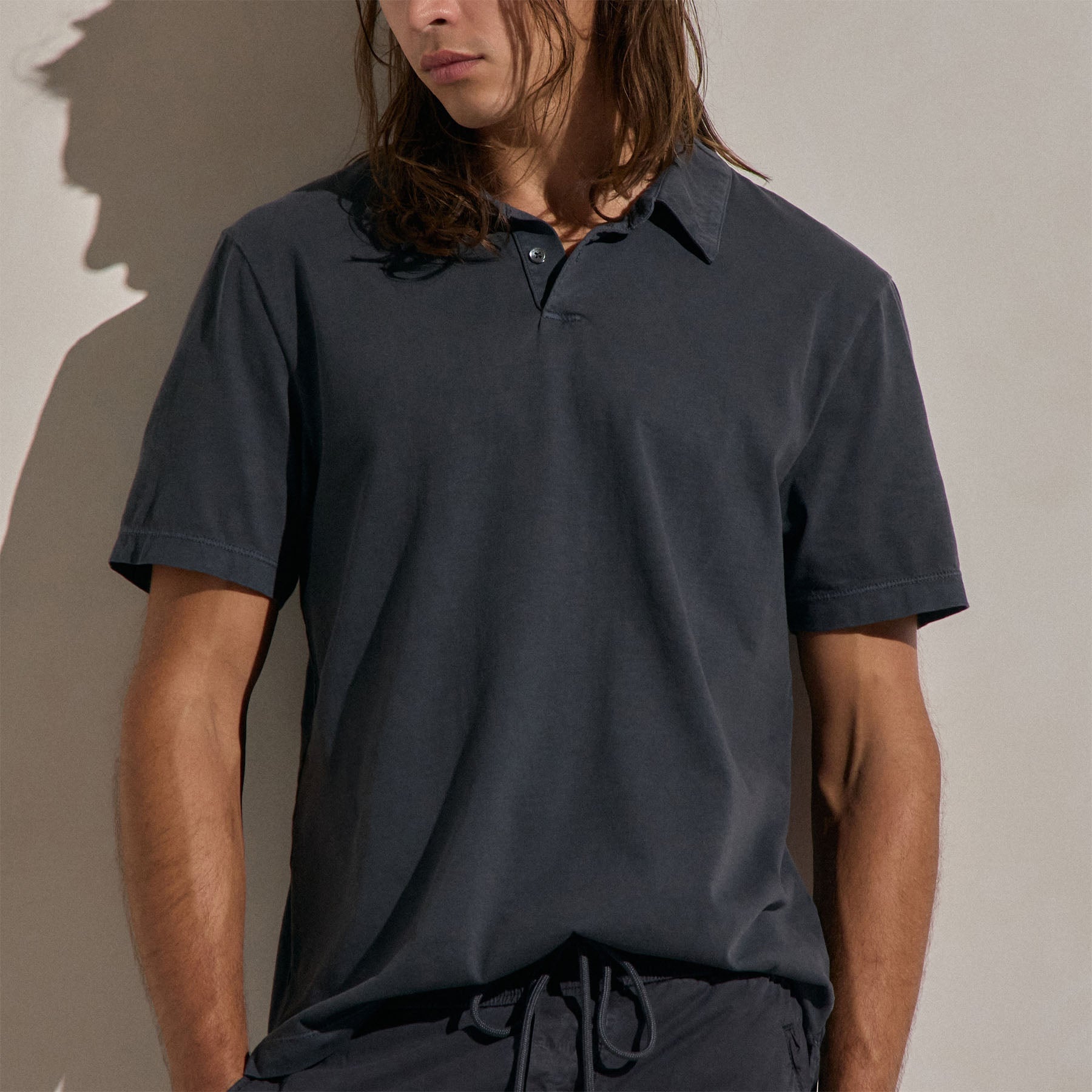 Sueded Jersey Polo - Blue Noir Pigment