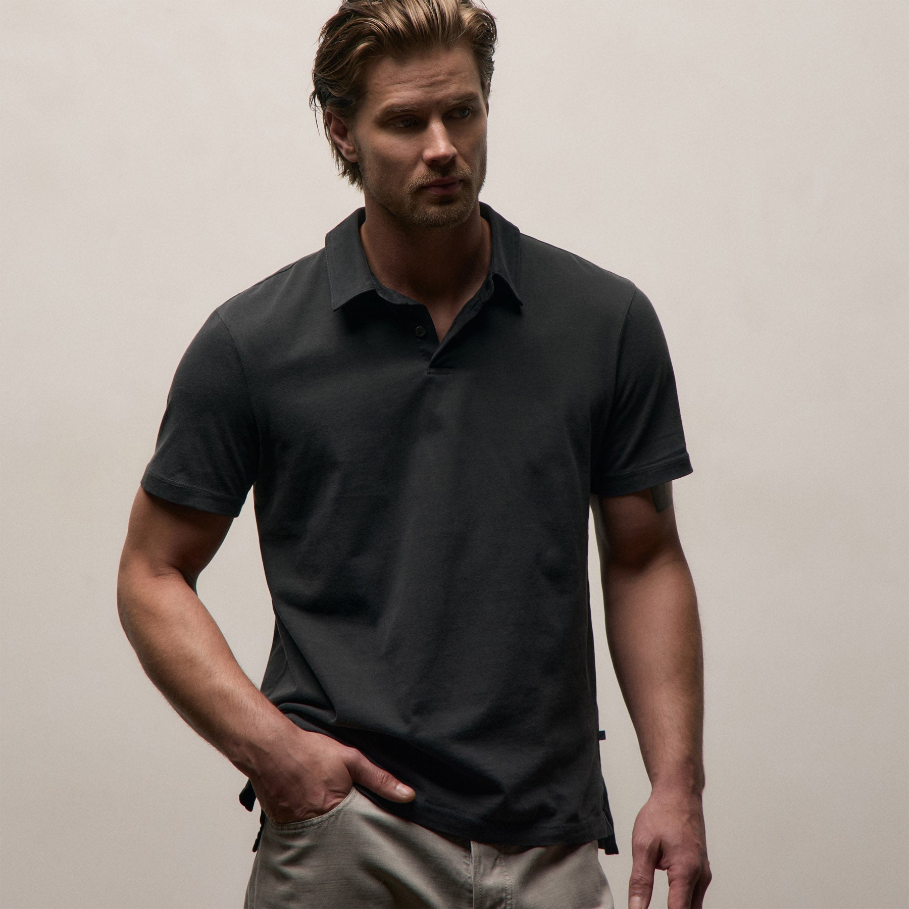 3 Pack Sueded Jersey Polo - Black/White/Carbon Pigment