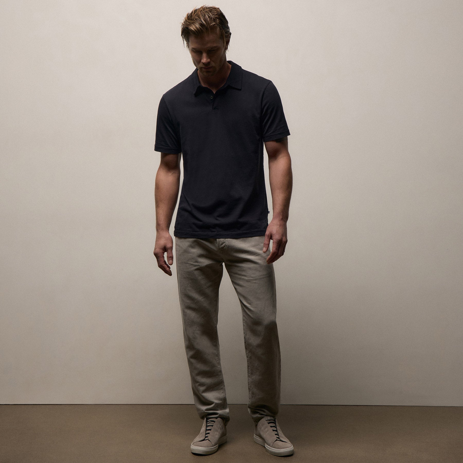 Sueded Jersey Polo - Deep