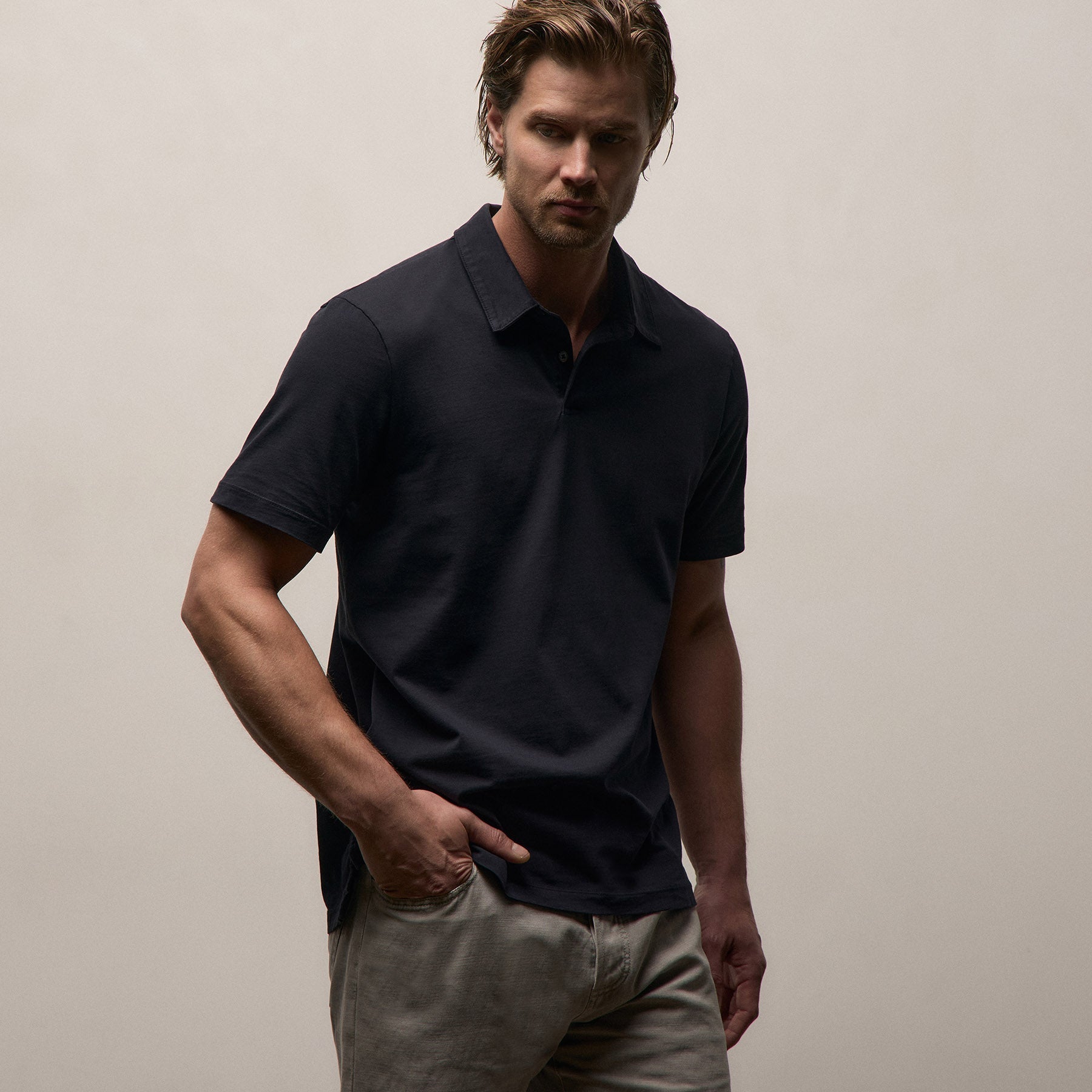 Sueded Jersey Polo - Deep