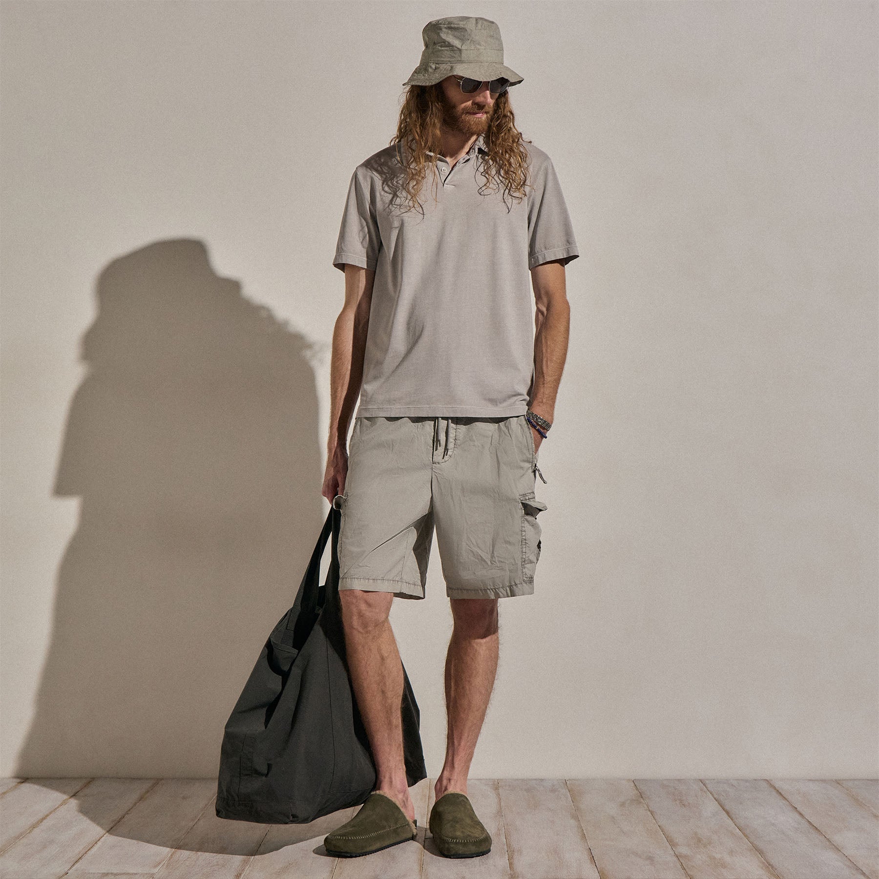 Sueded Jersey Polo - Fog Pigment