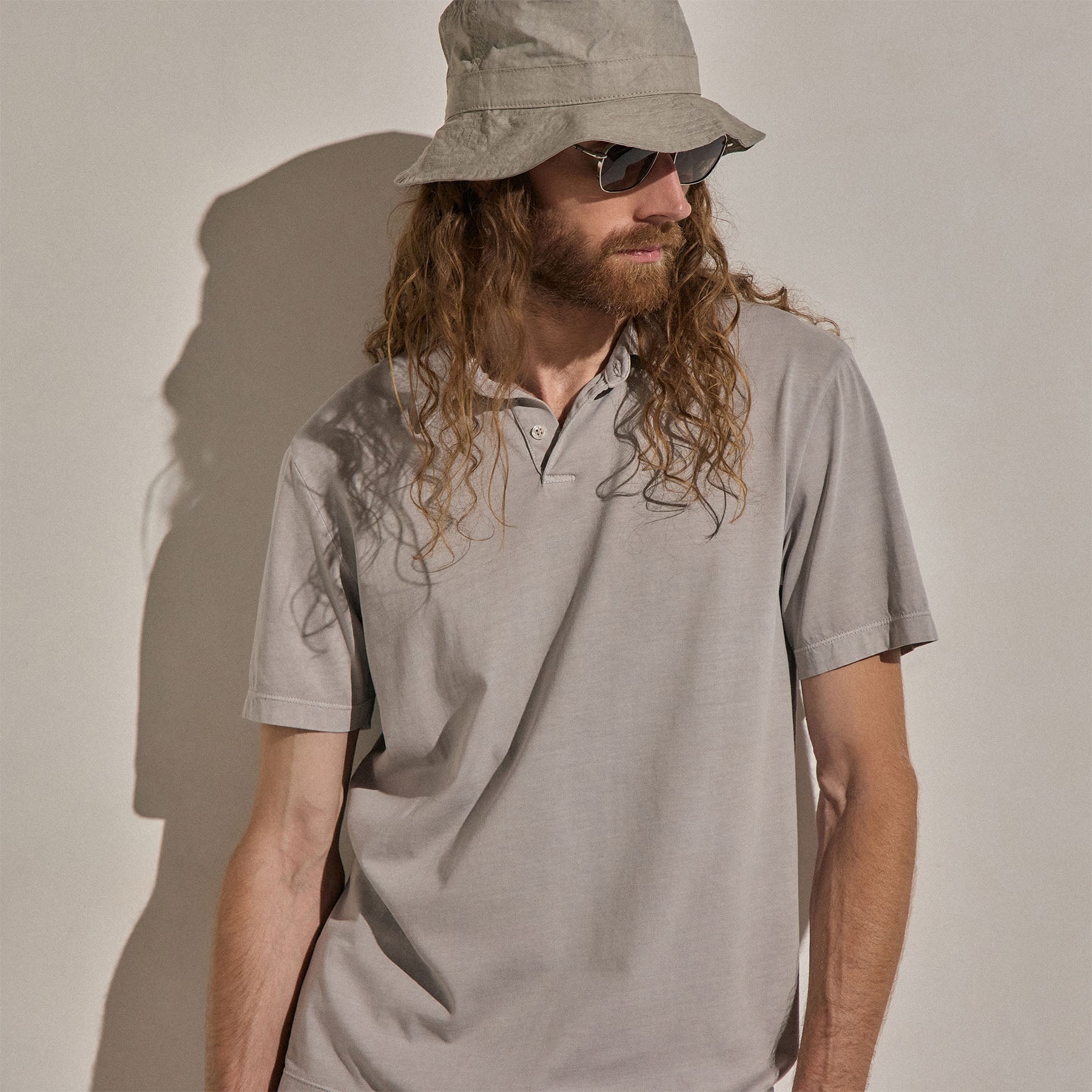 Sueded Jersey Polo - Fog Pigment
