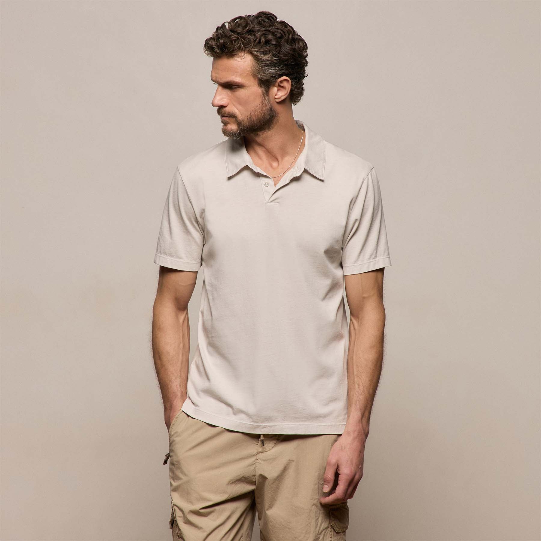 Sueded Jersey Polo - Pearl Pigment