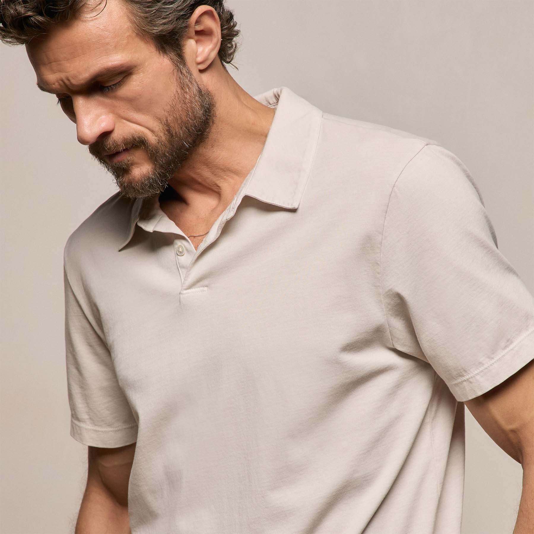 Sueded Jersey Polo - Pearl Pigment
