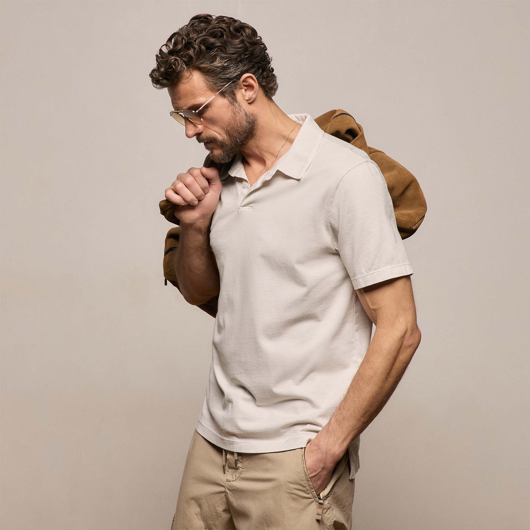 Sueded Jersey Polo - Pearl Pigment