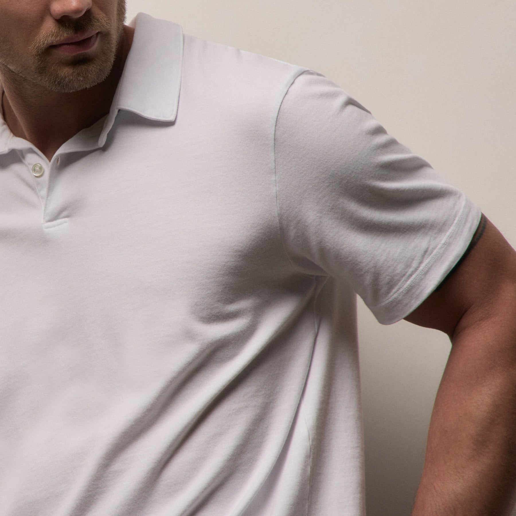 Sueded Jersey Polo - White