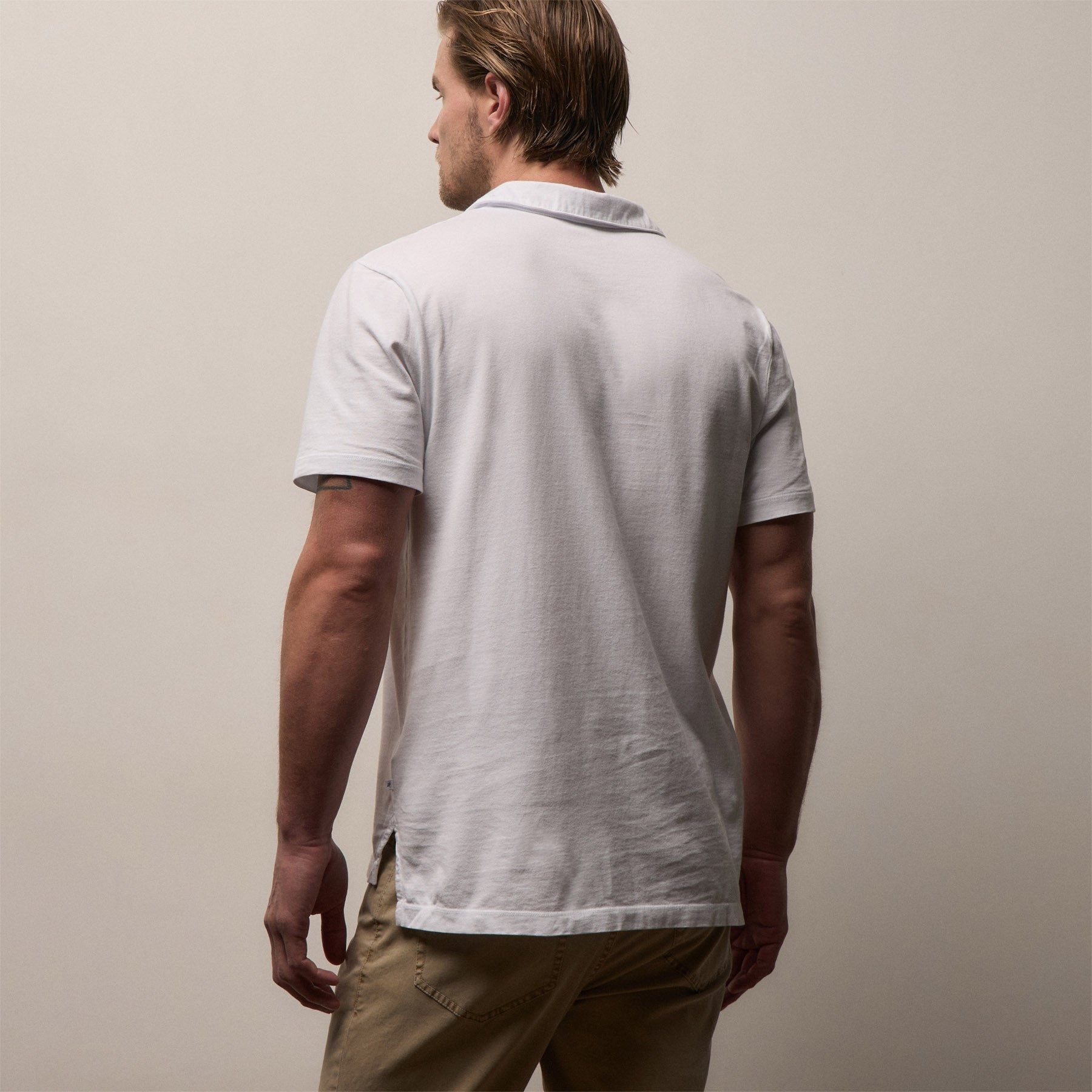 Sueded Jersey Polo - White