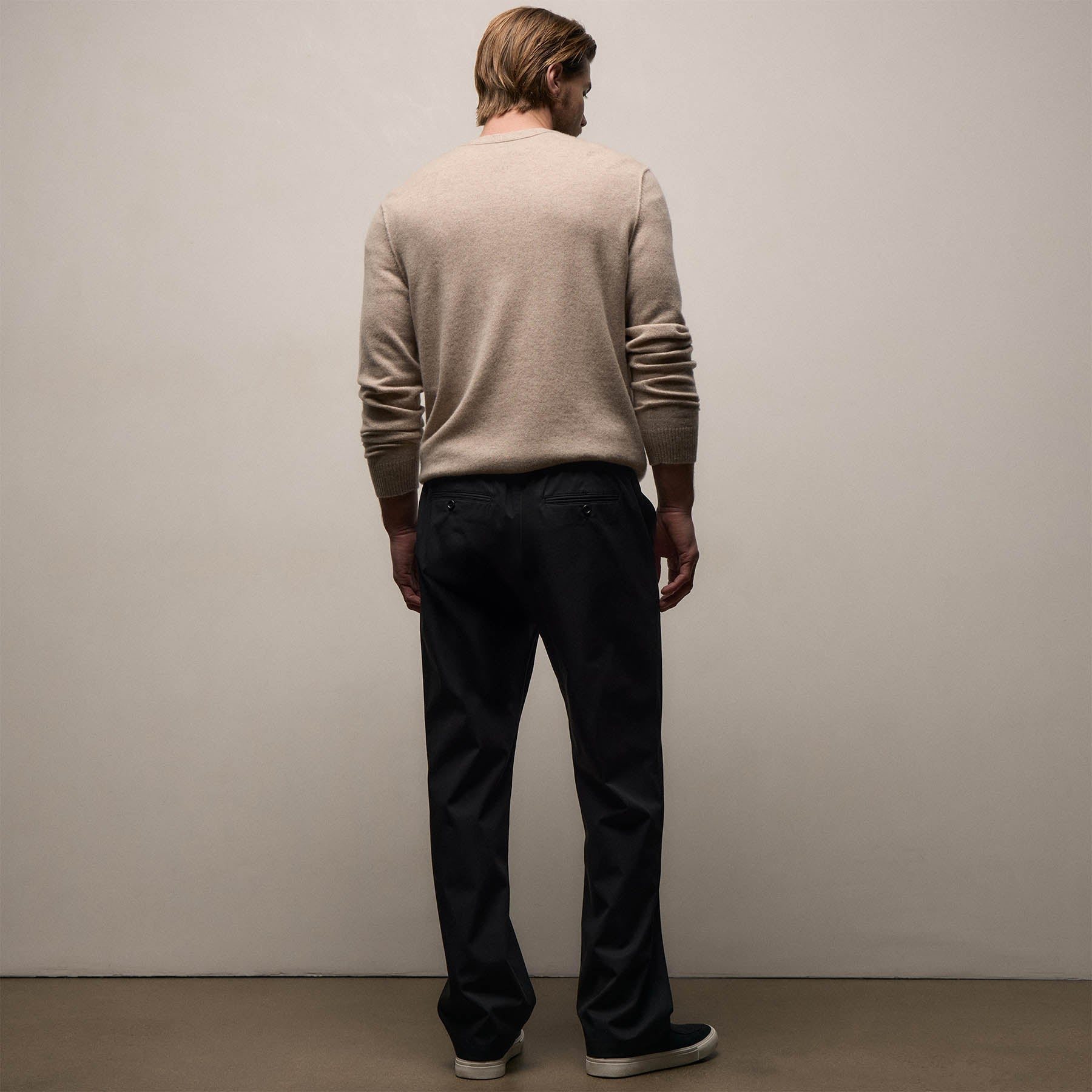 Elevated Cotton Twill Drawstring Trouser - Black