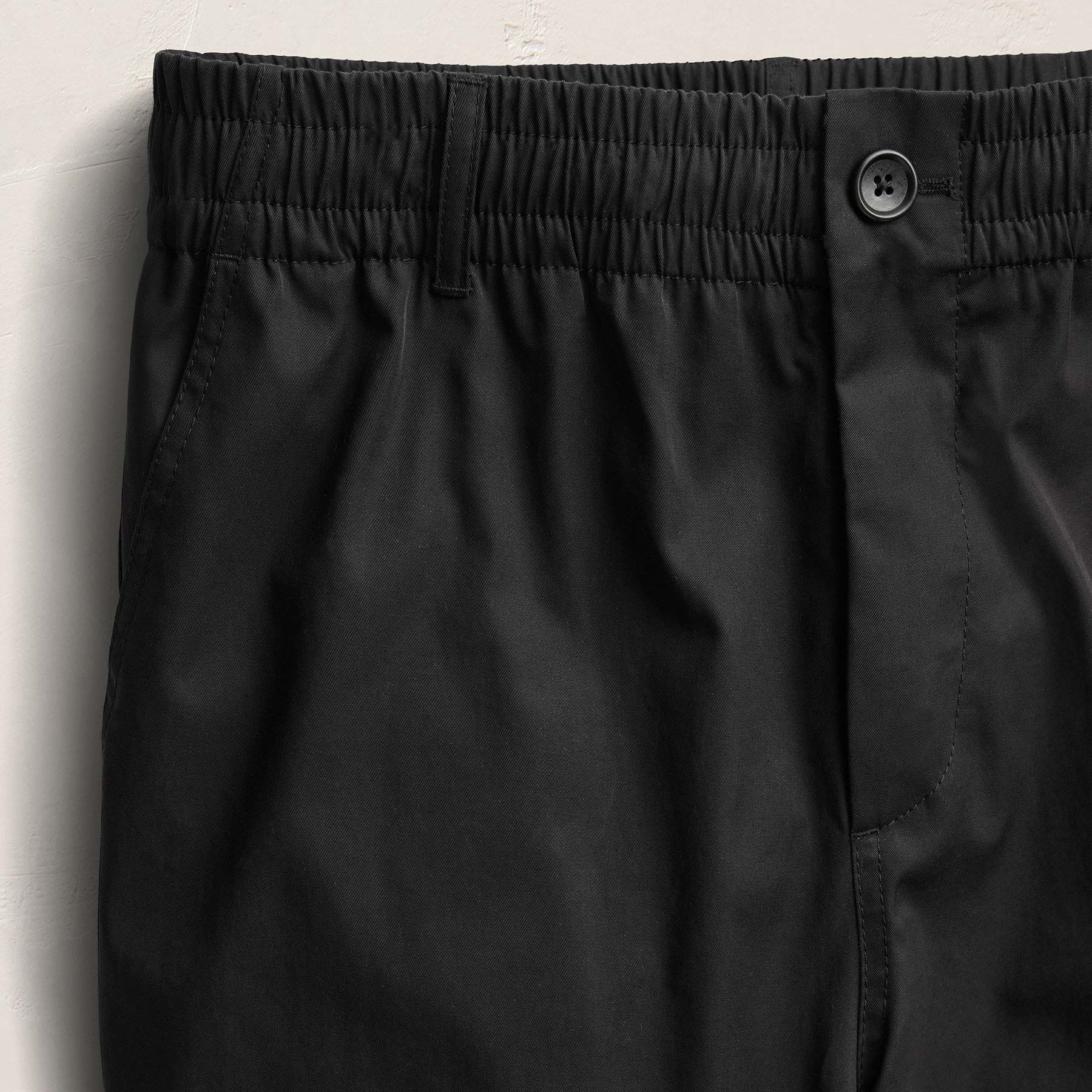 Elevated Cotton Twill Drawstring Trouser - Black