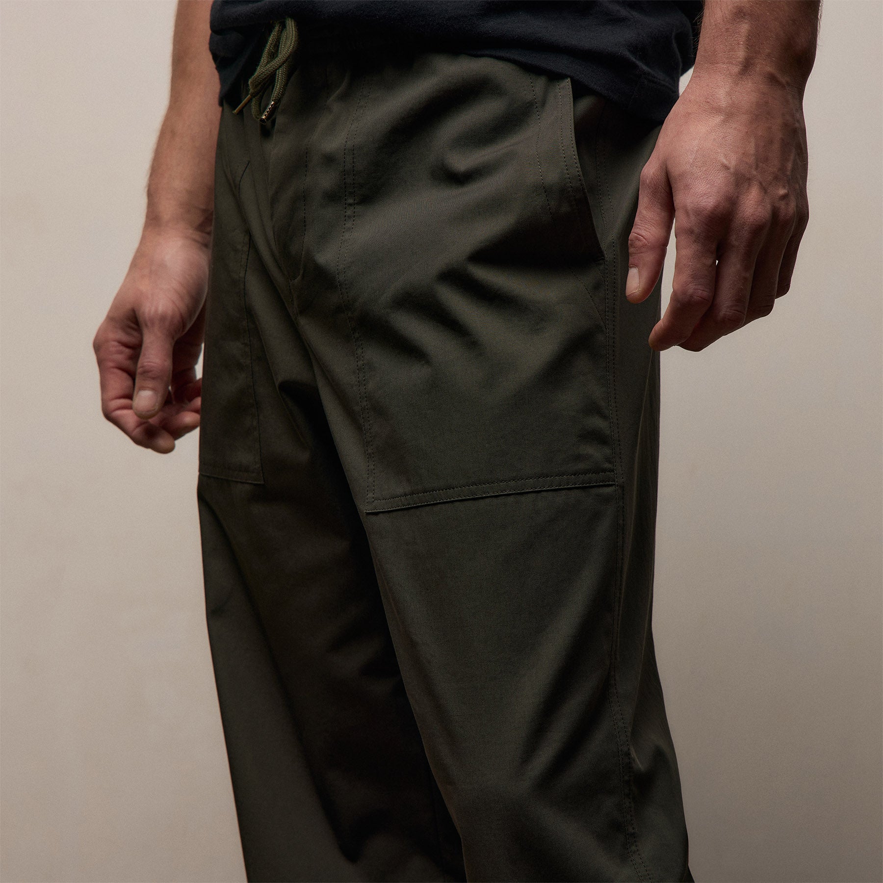 Fine Cotton Twill Patch Pocket Pant - Dark Olive